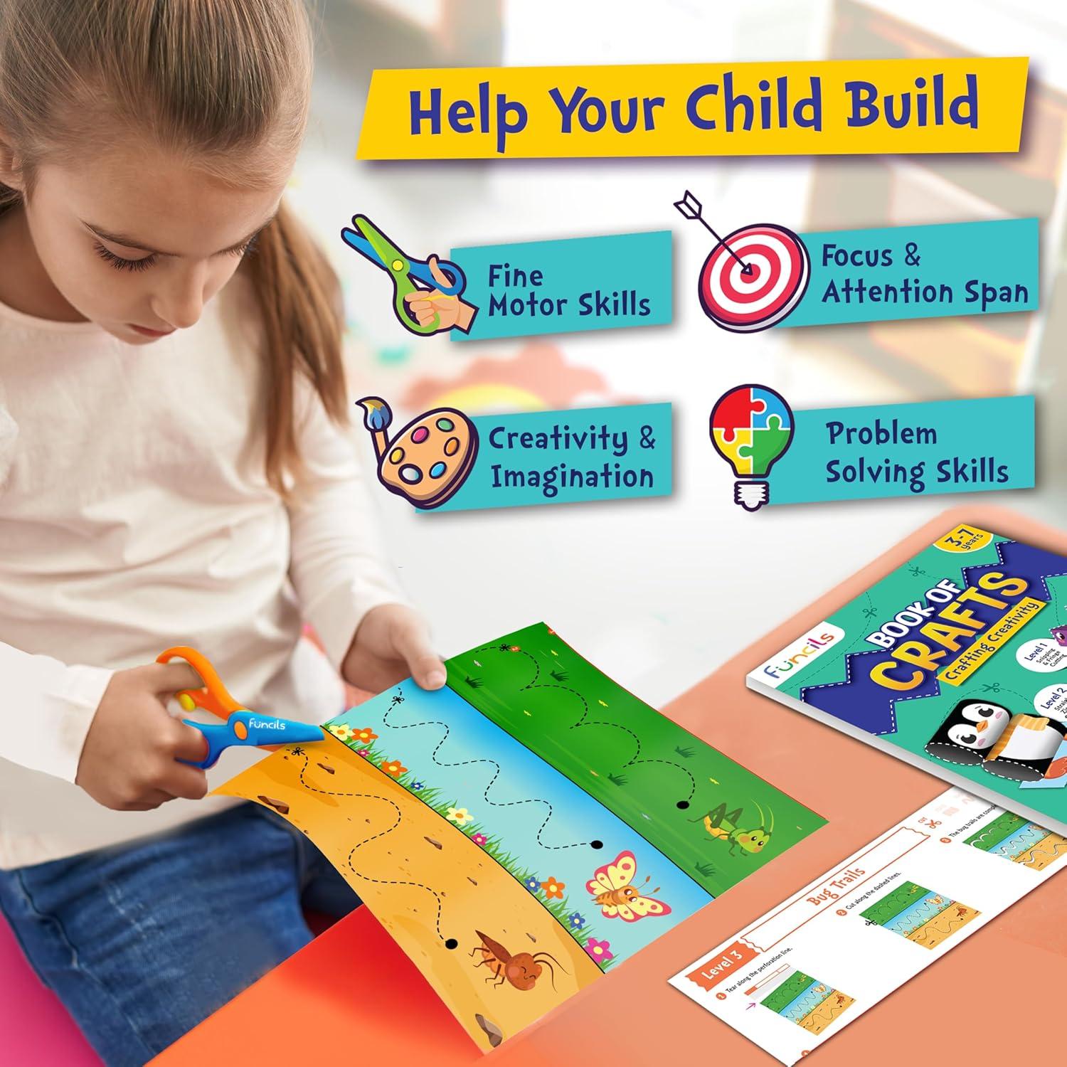 Kit de Manualidades para Niños Funcils - Tijeras de Seguridad y Libros de Actividades