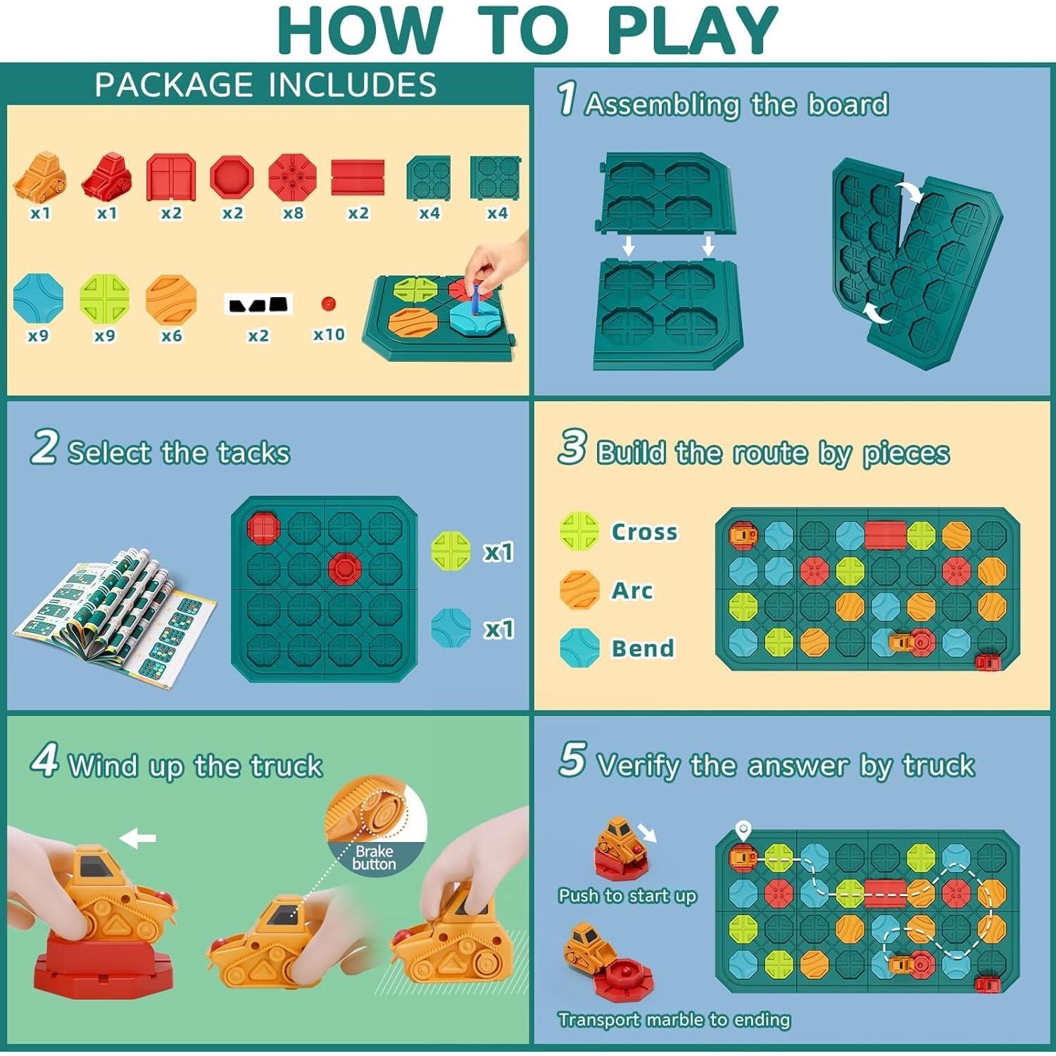 Juego de Mesa Constructor de Caminos Burgkidz - Rompecabezas Lógico 84.6x40 cm