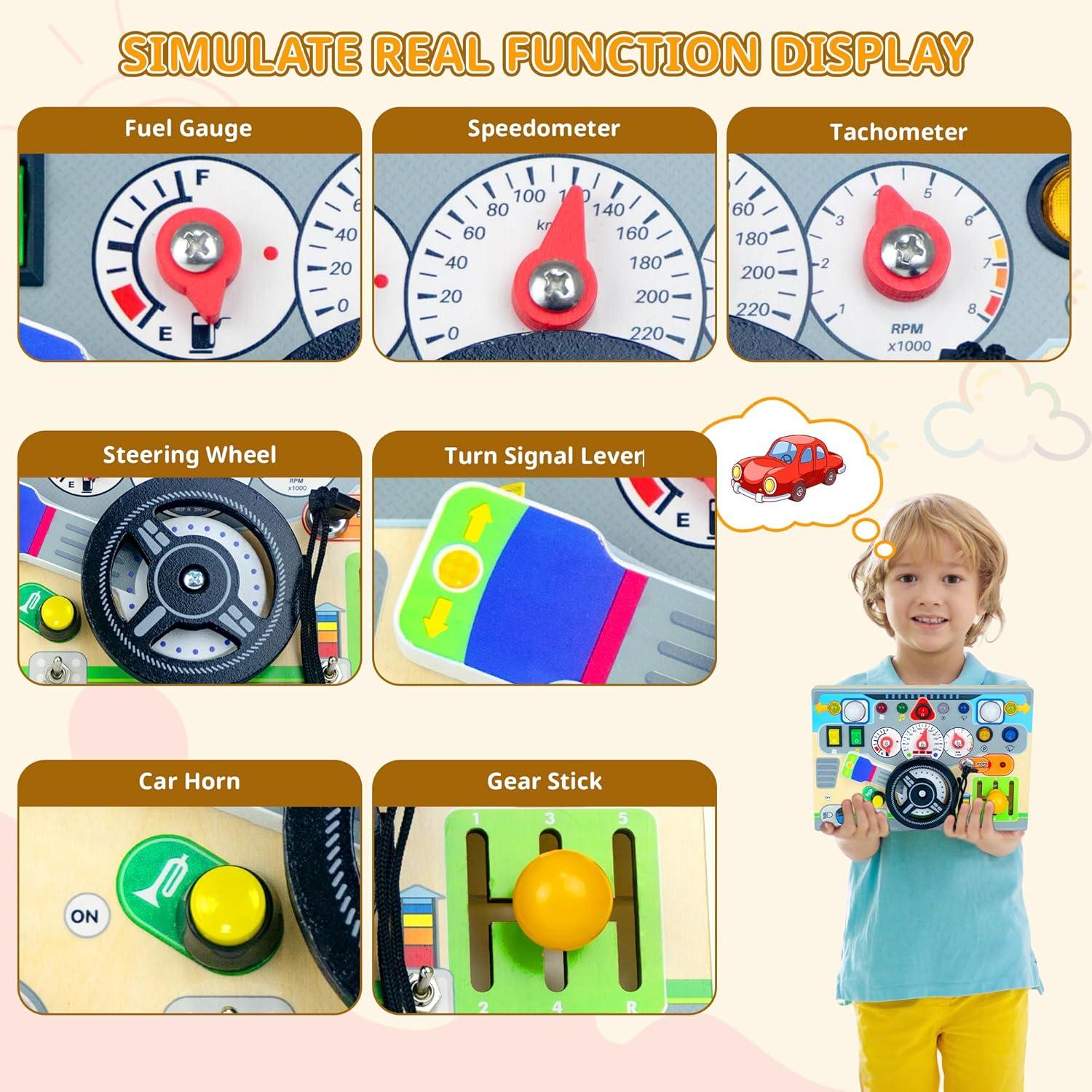 Tablero Ocupado Montessori con Luz LED - Juguete Educativo 1-3 Años