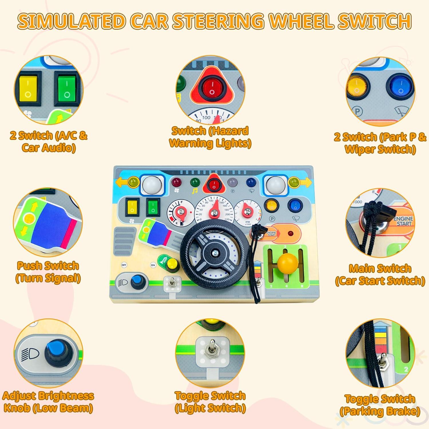 Tablero Ocupado Montessori con Luz LED - Juguete Educativo 1-3 Años
