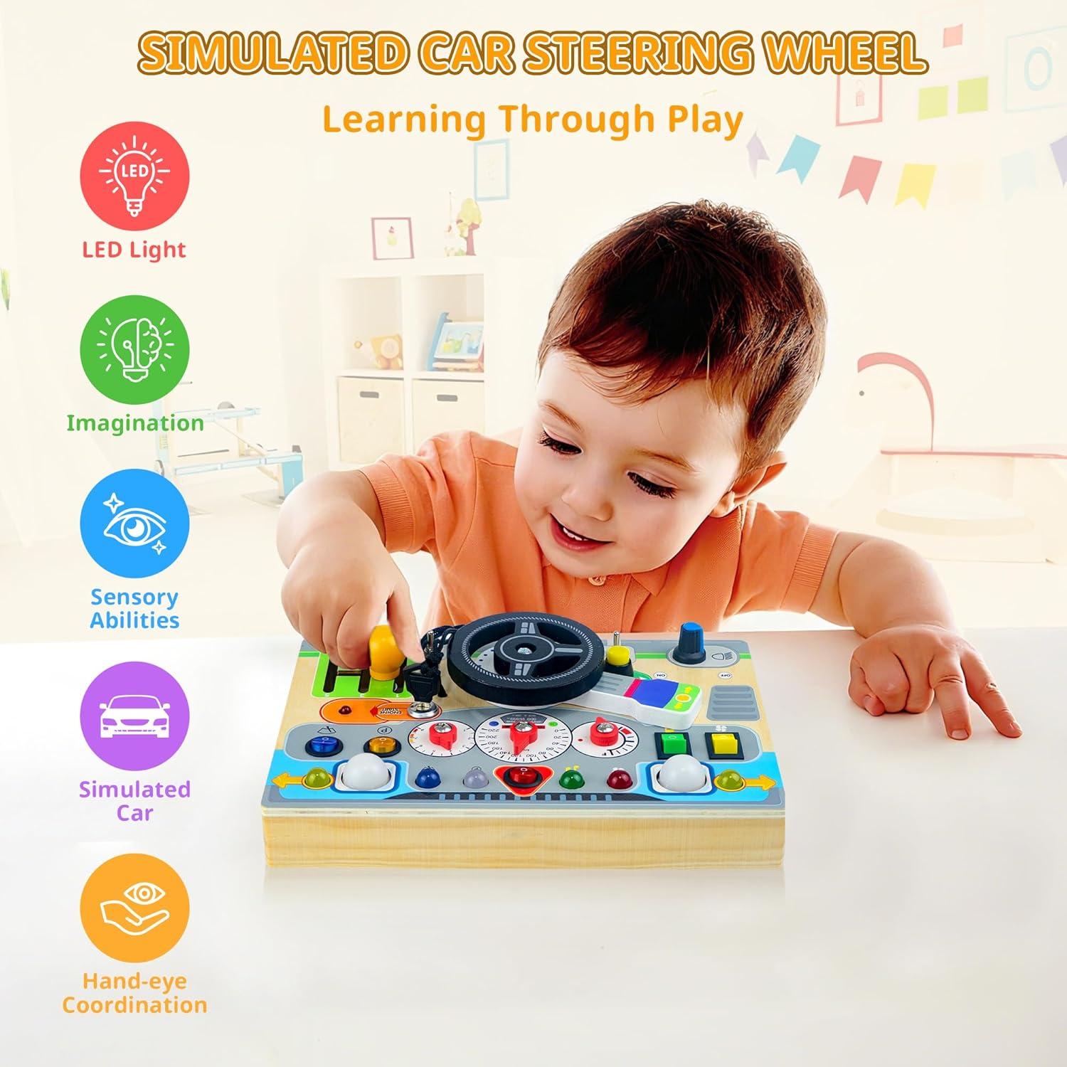 Tablero Ocupado Montessori con Luz LED - Juguete Educativo 1-3 Años
