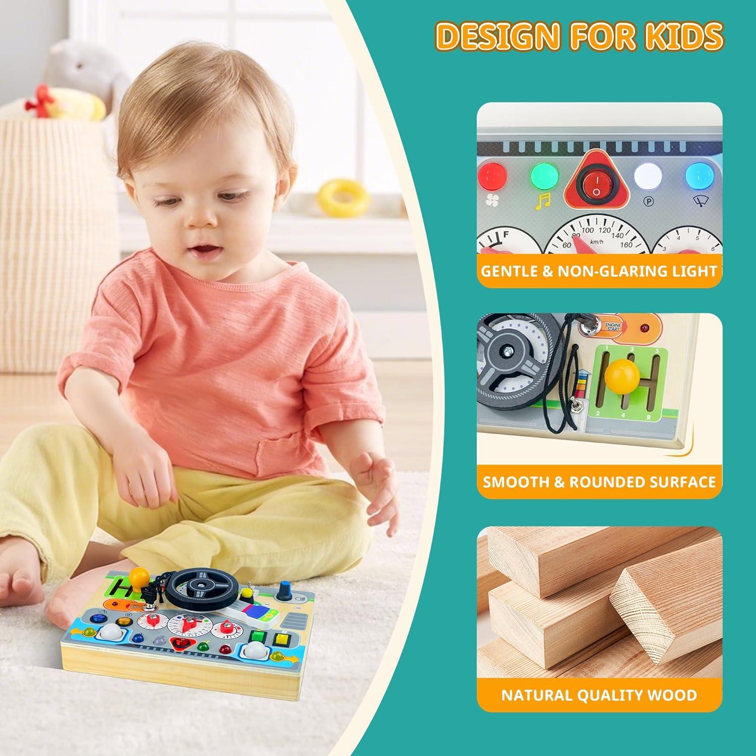 Tablero Ocupado Montessori con Luz LED - Juguete Educativo 1-3 Años