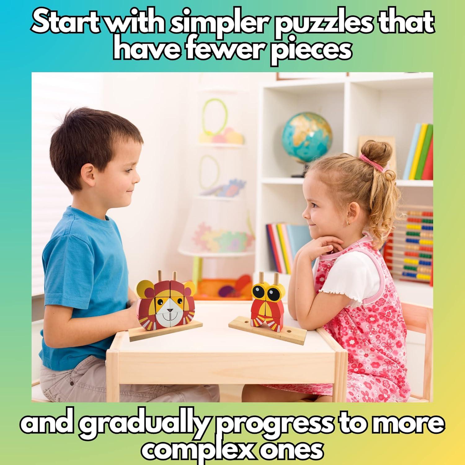 Rompecabezas de Madera NUGEMS León Rojo 3D Educativo