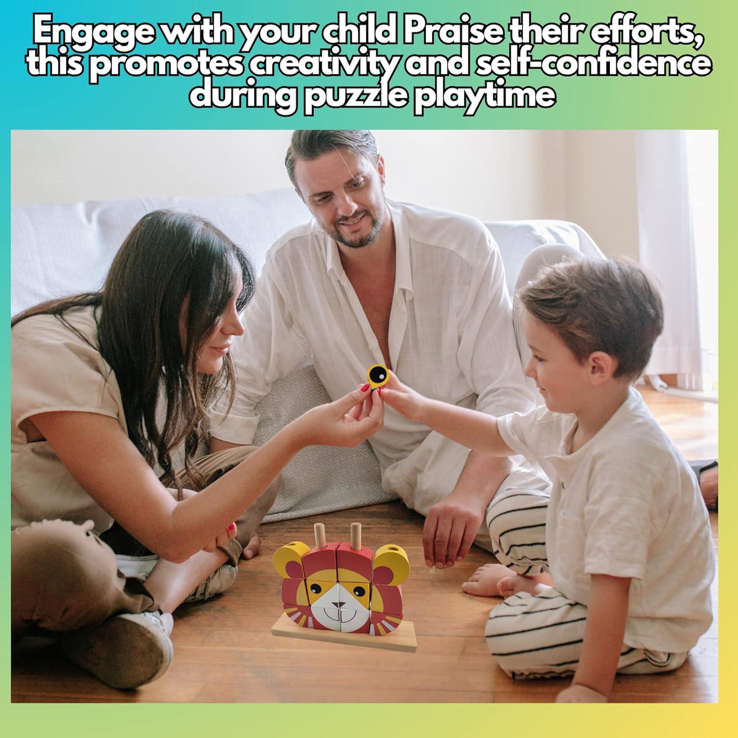 Rompecabezas de Madera NUGEMS León Rojo 3D Educativo