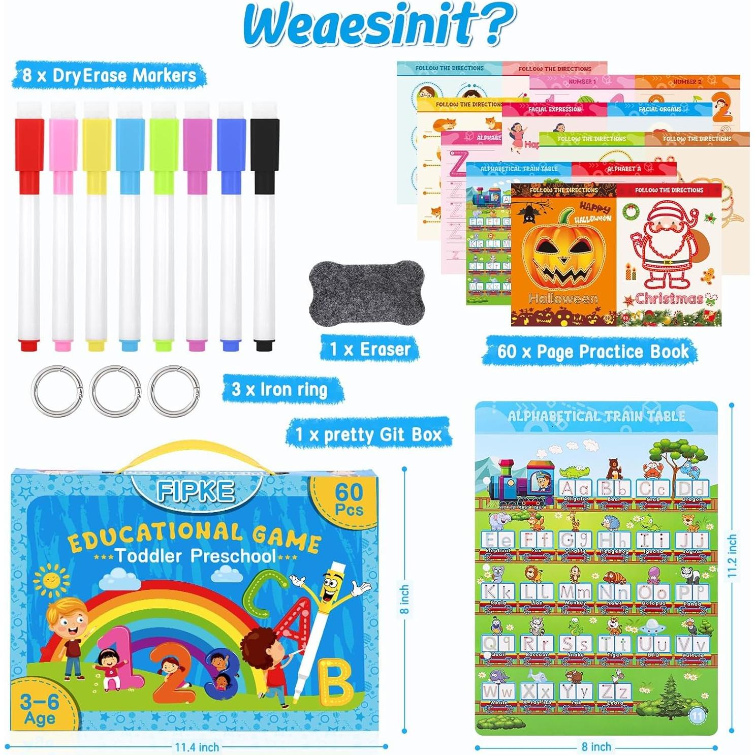 Libro de Práctica de Escritura FIPKE 60 Páginas Reutilizable