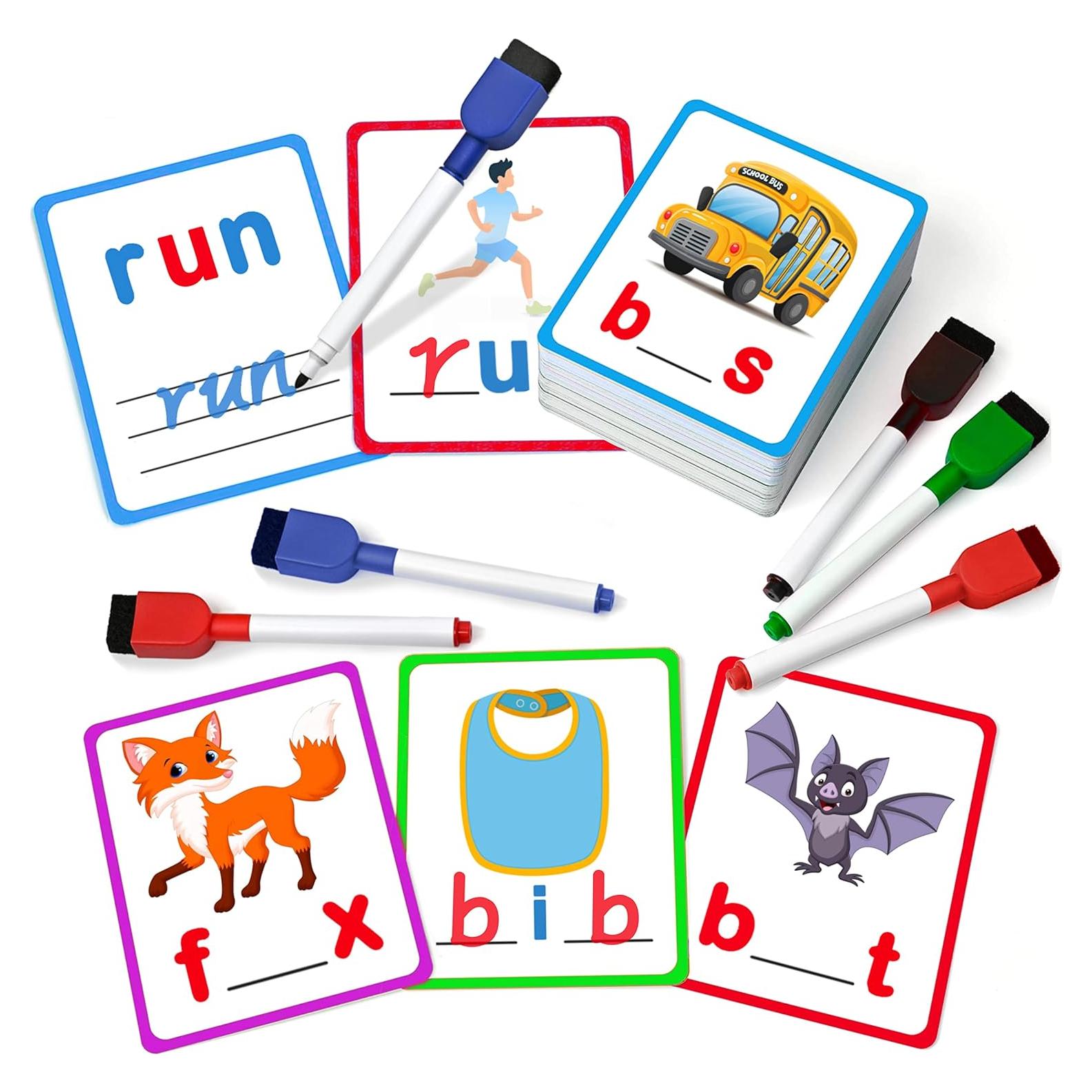 100 Tarjetas de Ortografía CVC Ruson para Niños 3 a 6 Años