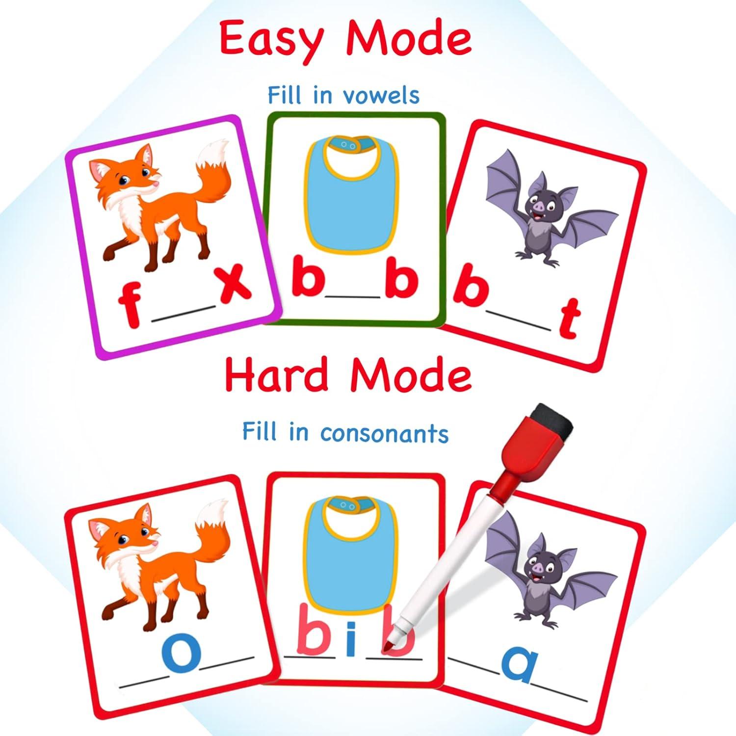 100 Tarjetas de Ortografía CVC Ruson para Niños 3 a 6 Años