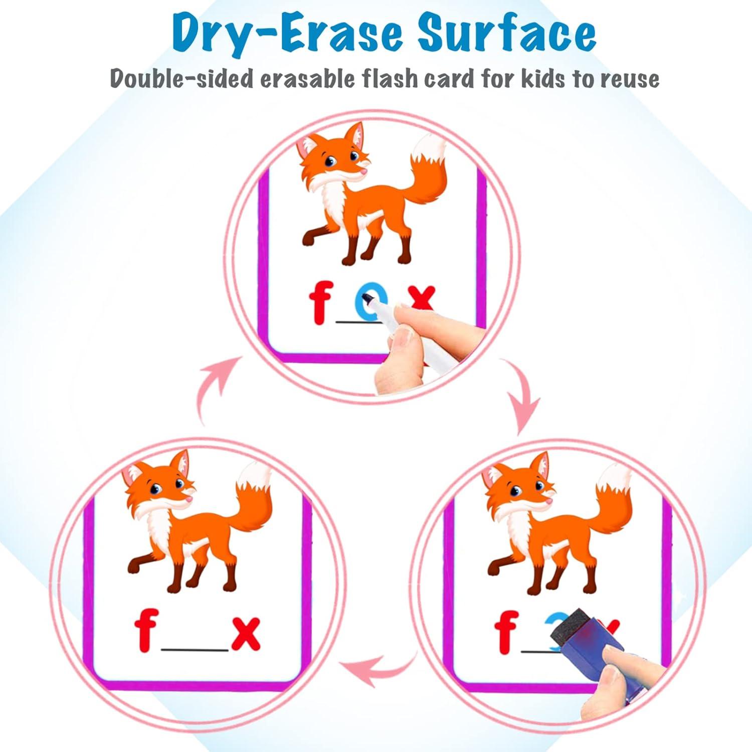 100 Tarjetas de Ortografía CVC Ruson para Niños 3 a 6 Años