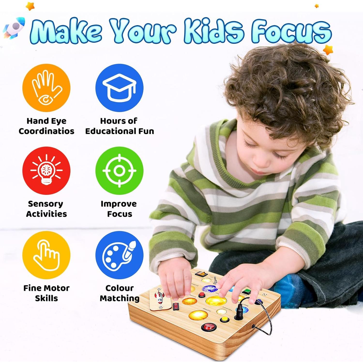 Tablero Ocupado Montessori LED OAKJAR Sistema Solar 20.8x18.6cm