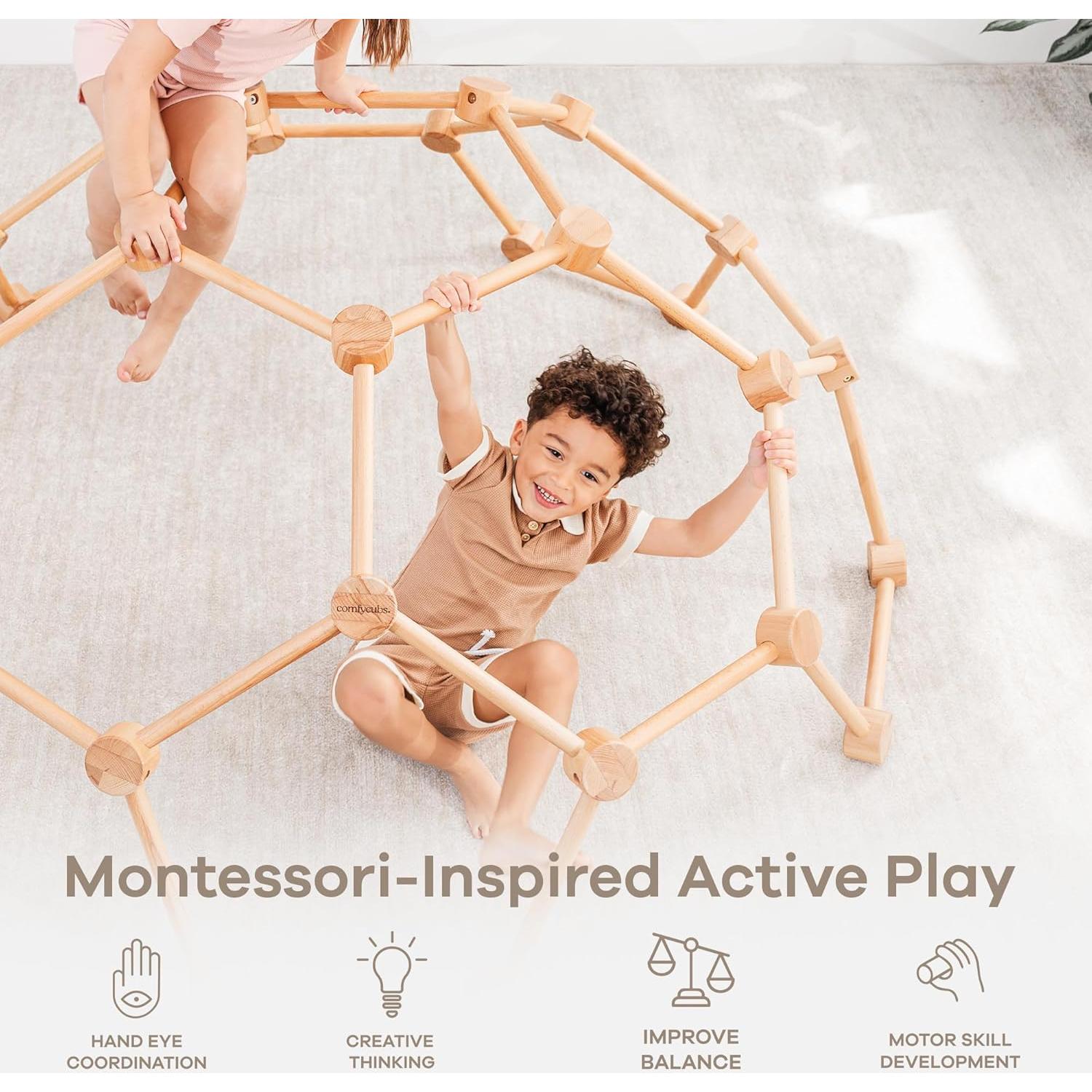 Gimnasio de Juego Comfy Cubs Madera Natural 69.5x70.4cm