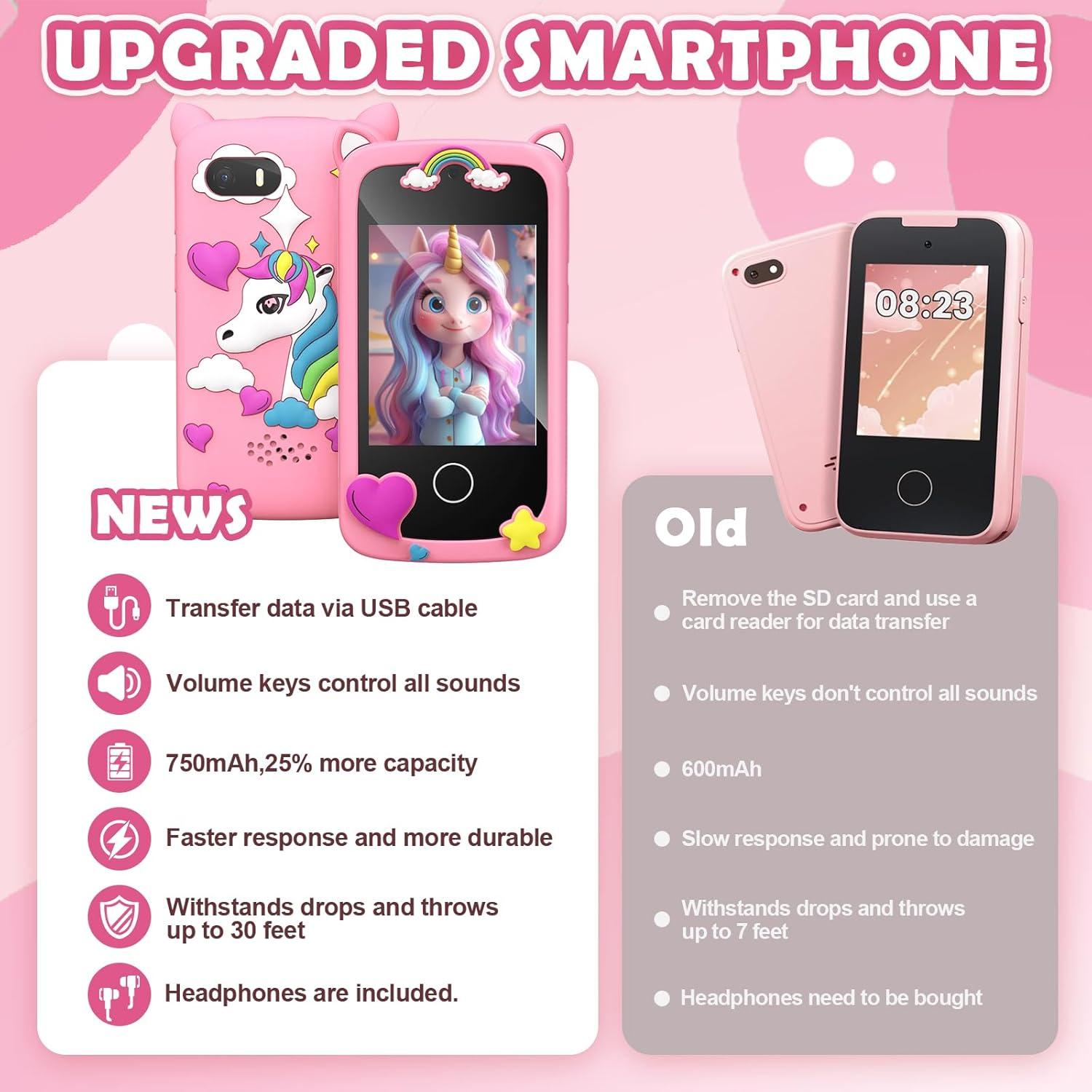 Teléfono Inteligente para Niños Rosa Q88 - Juguete Educativo