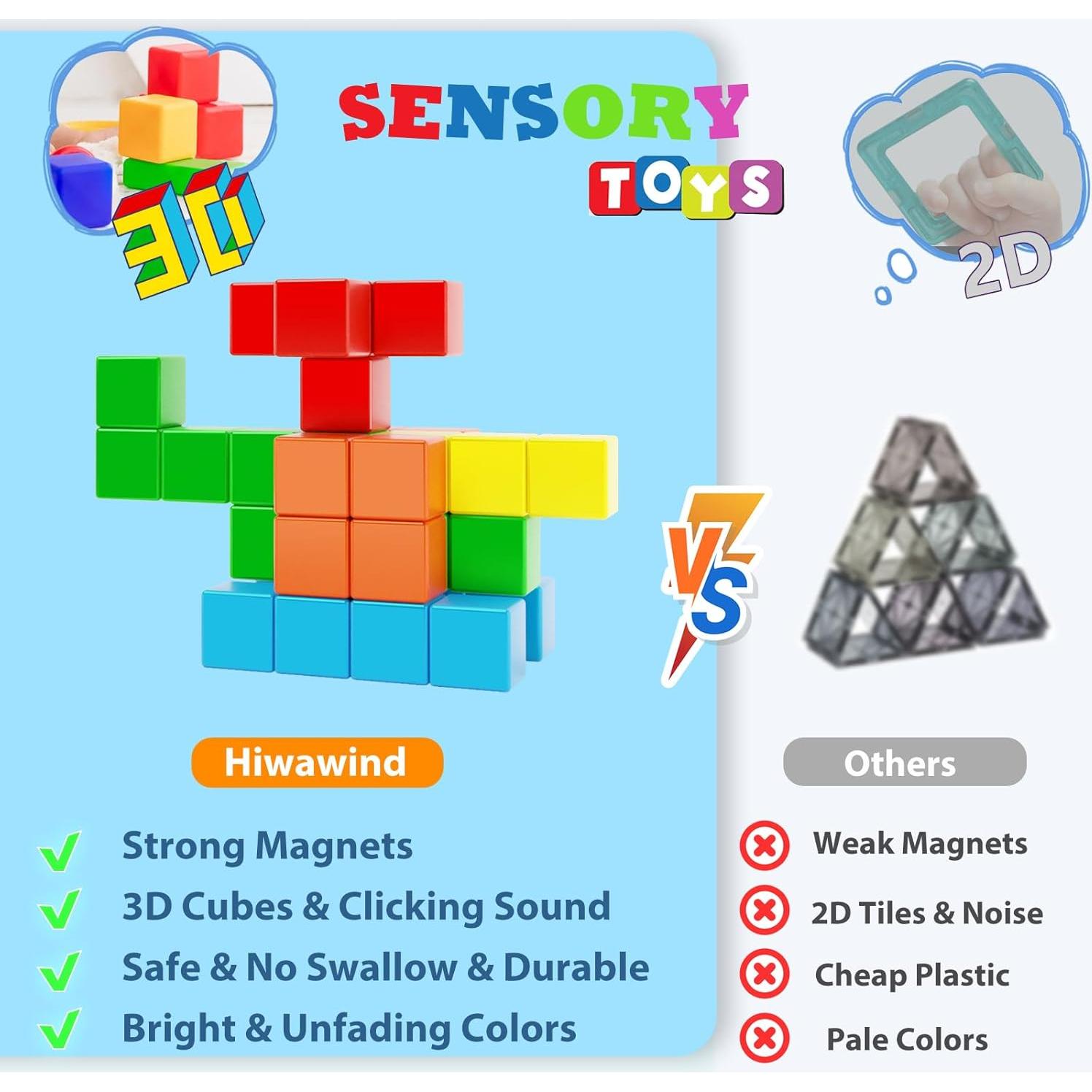 Bloques Magnéticos Hiwawind 30 Piezas 3 cm Juguete Educativo