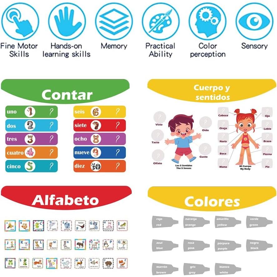 Libro Ocupado Bilingüe 1step2dream para Niños 14 Temas