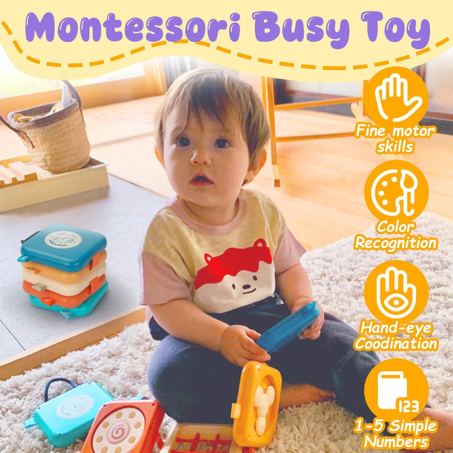 Tablero Ocupado Montessori para Bebés 1 Año - Juguete de Viaje