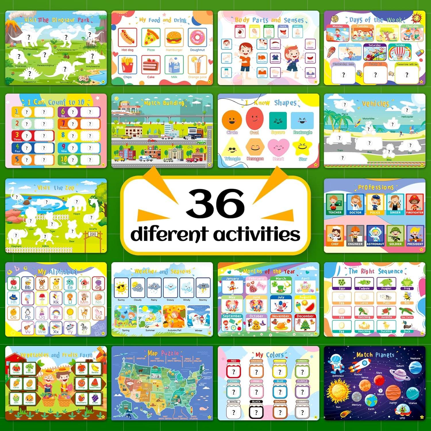 Libro Ocupado Montessori YTSQLER para Niños 3-5 Años, 36 Temas