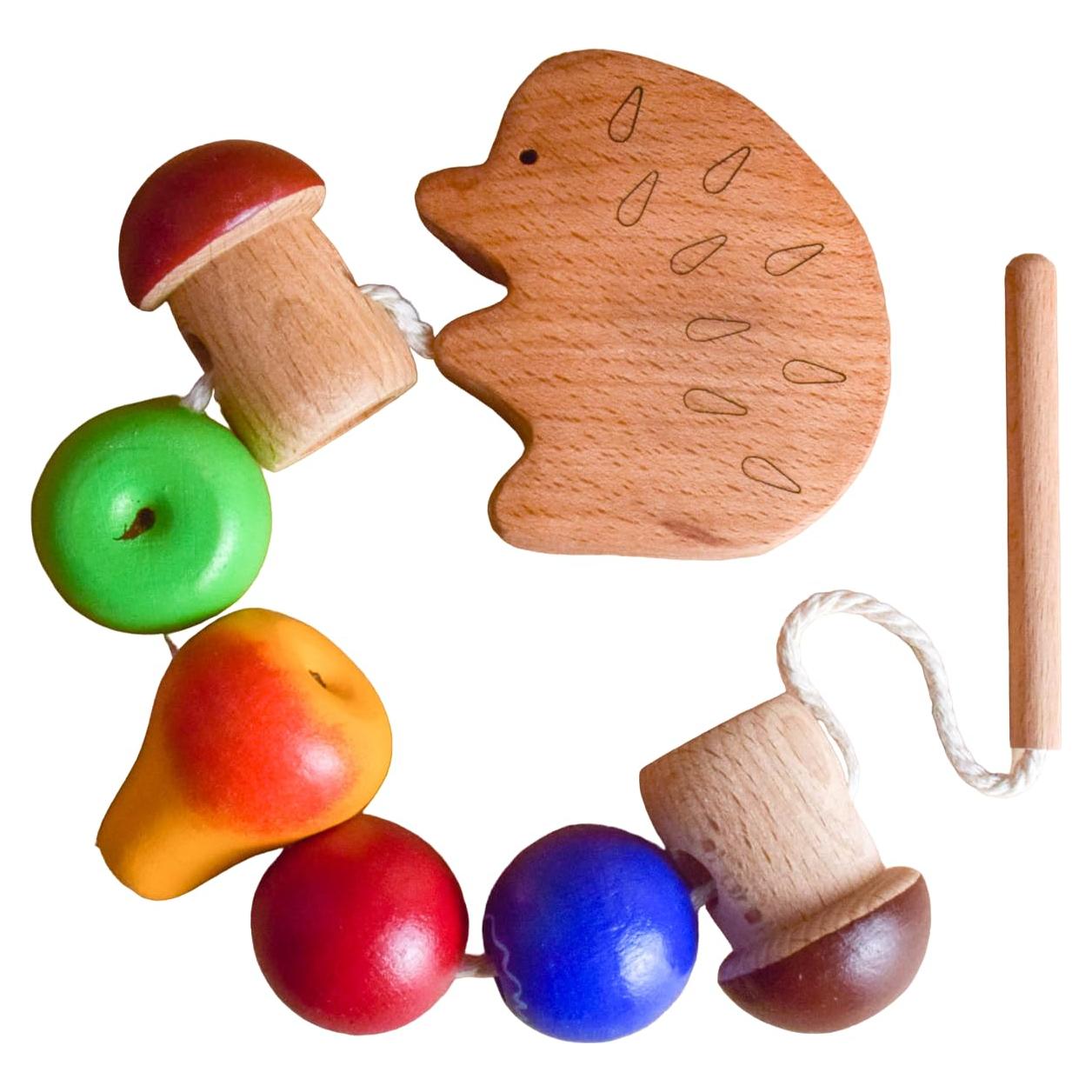 Juguete de Enhebrar de Madera Erizo Montessori para Niños