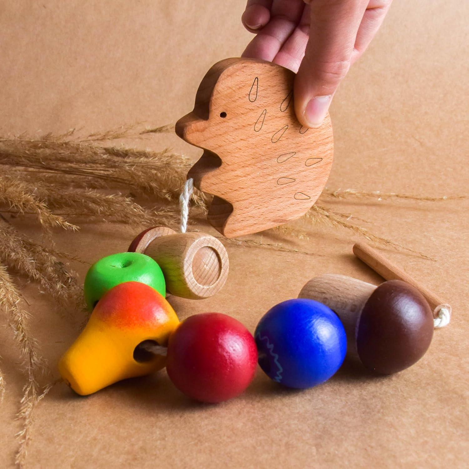Juguete de Enhebrar de Madera Erizo Montessori para Niños