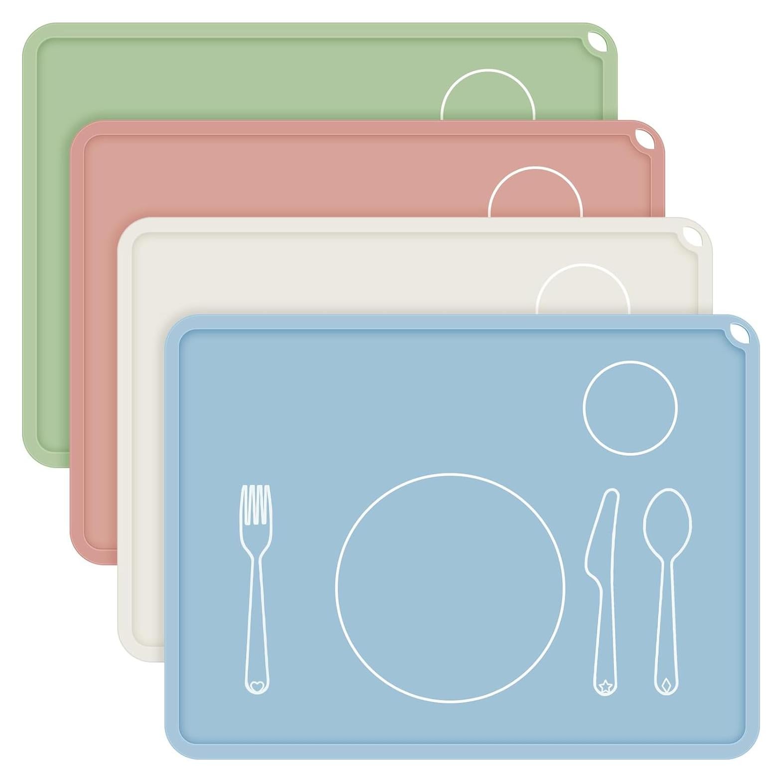 Manteles de Silicona Zhehao 4 Pcs 40x30 cm para Bebés