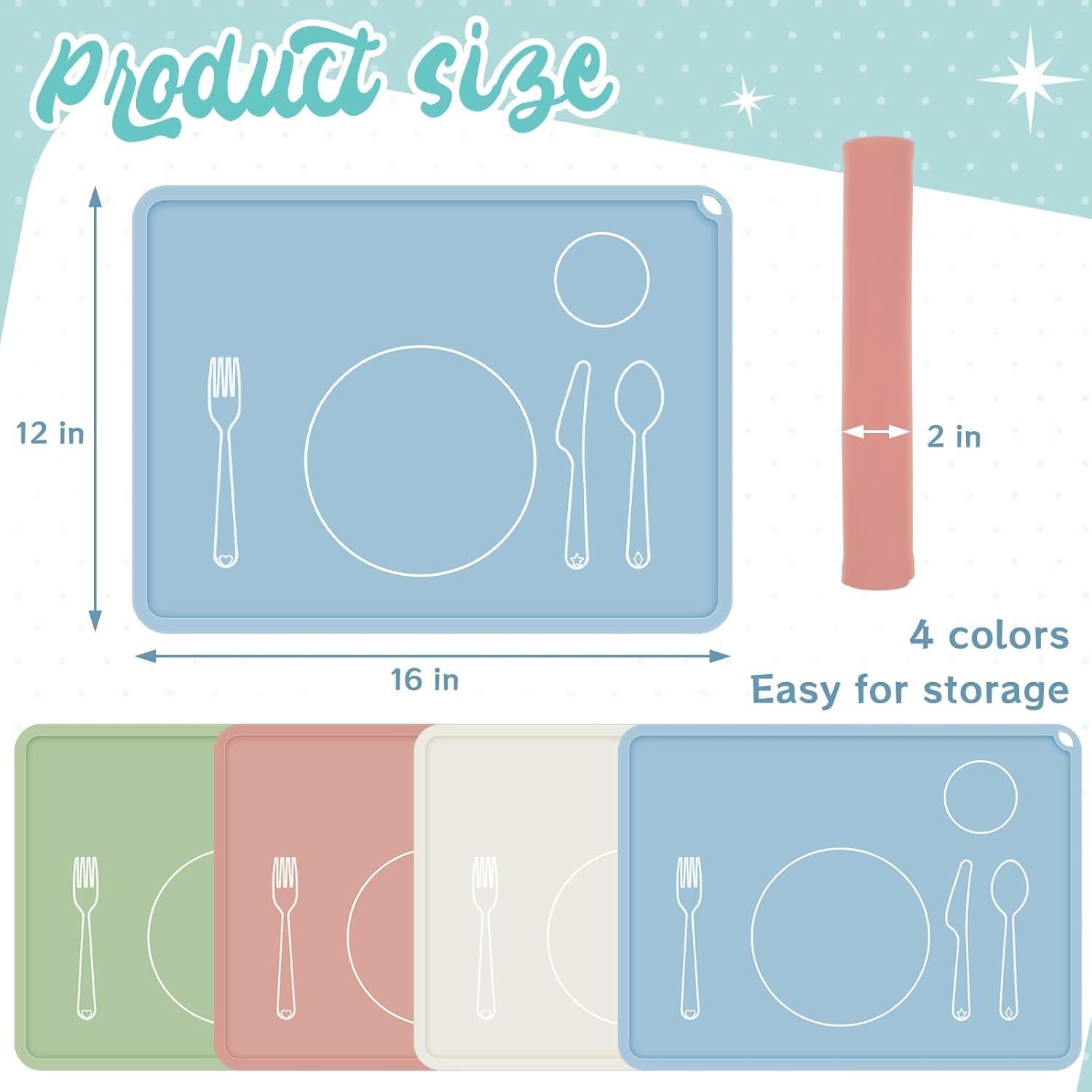 Manteles de Silicona Zhehao 4 Pcs 40x30 cm para Bebés