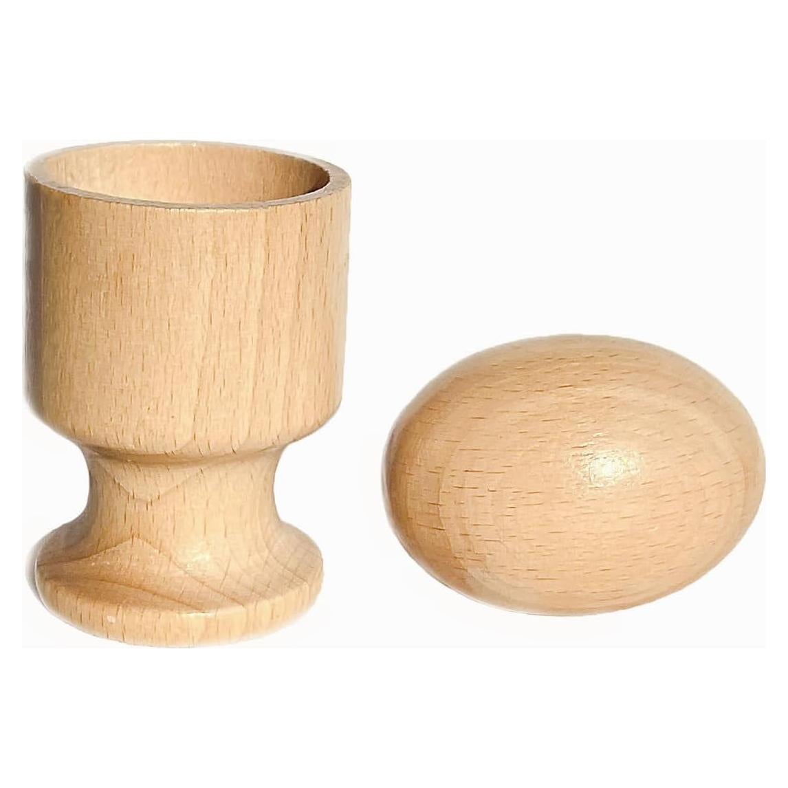 Juguete Montessori Huevo de Madera con Taza BAOJIA 6x6cm