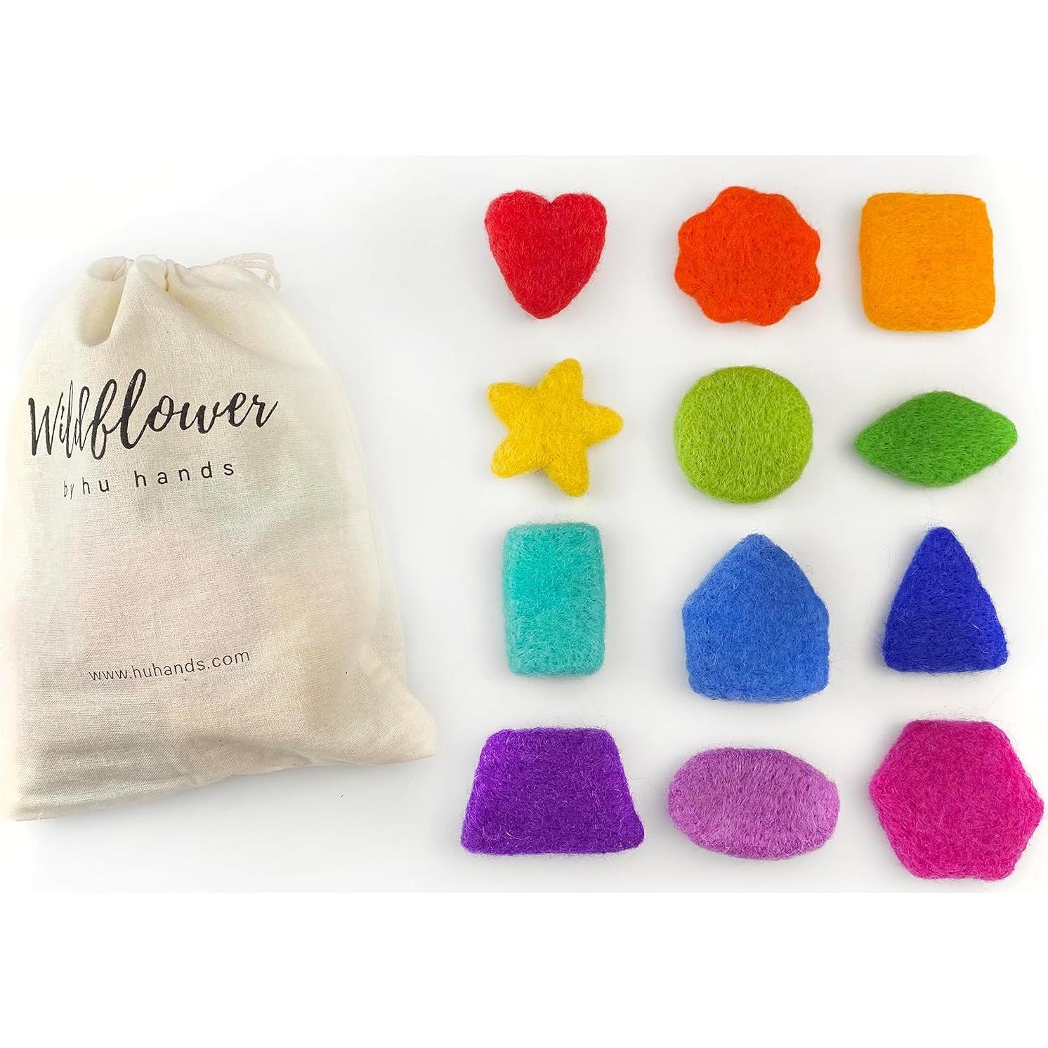 Set de Formas de Fieltro Arcoíris Wildflower | 100% Lana Pura