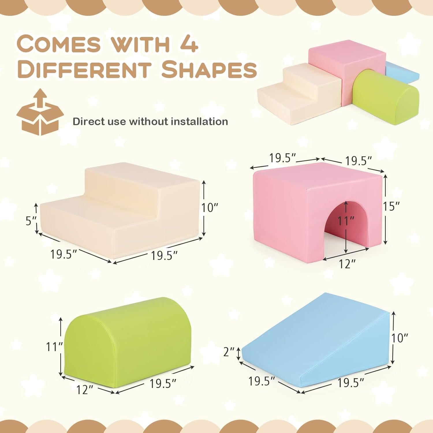 Set de Juego de Escalada HONEY JOY 4 Piezas Rosa para Niños