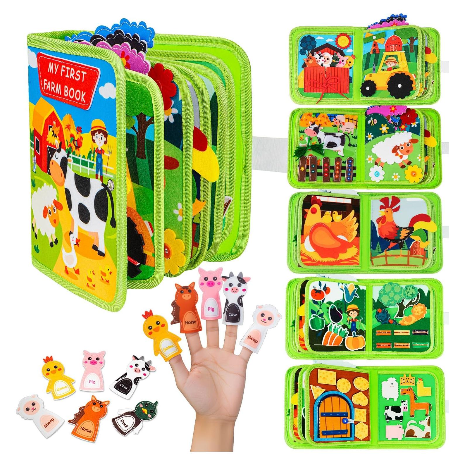 Libro Ocupado Montessori de Granja para Niños 2-3 Años