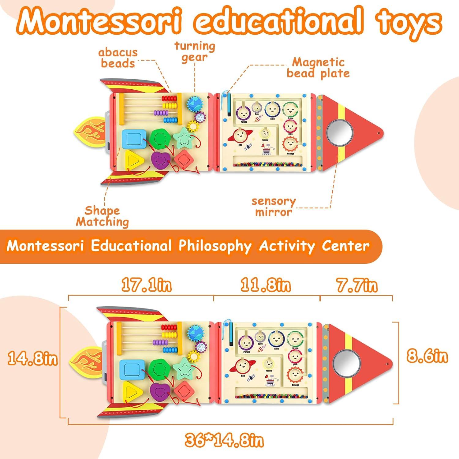 Panel Sensorial Montessori Hdsahdok 3 en 1 para Niños 1-3 Años