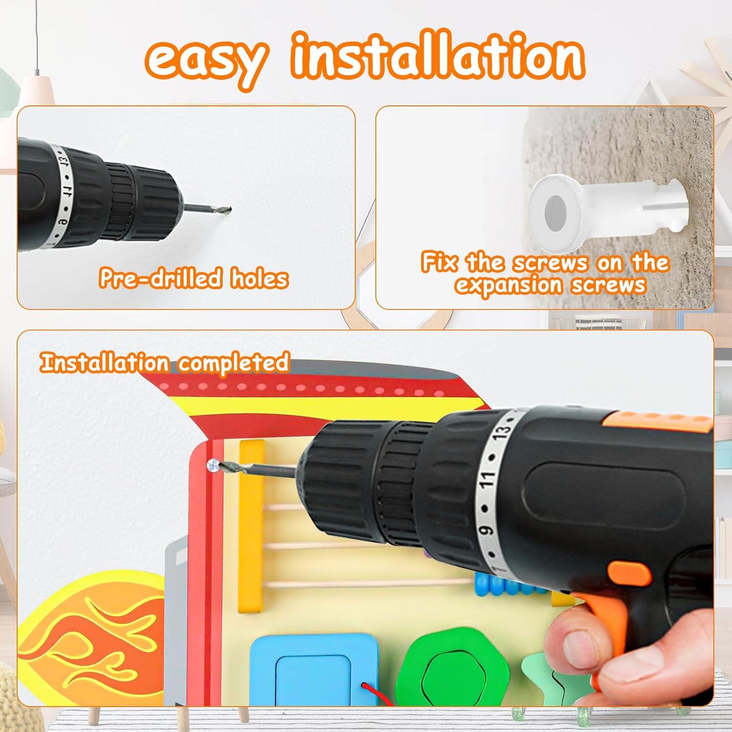 Panel Sensorial Montessori Hdsahdok 3 en 1 para Niños 1-3 Años