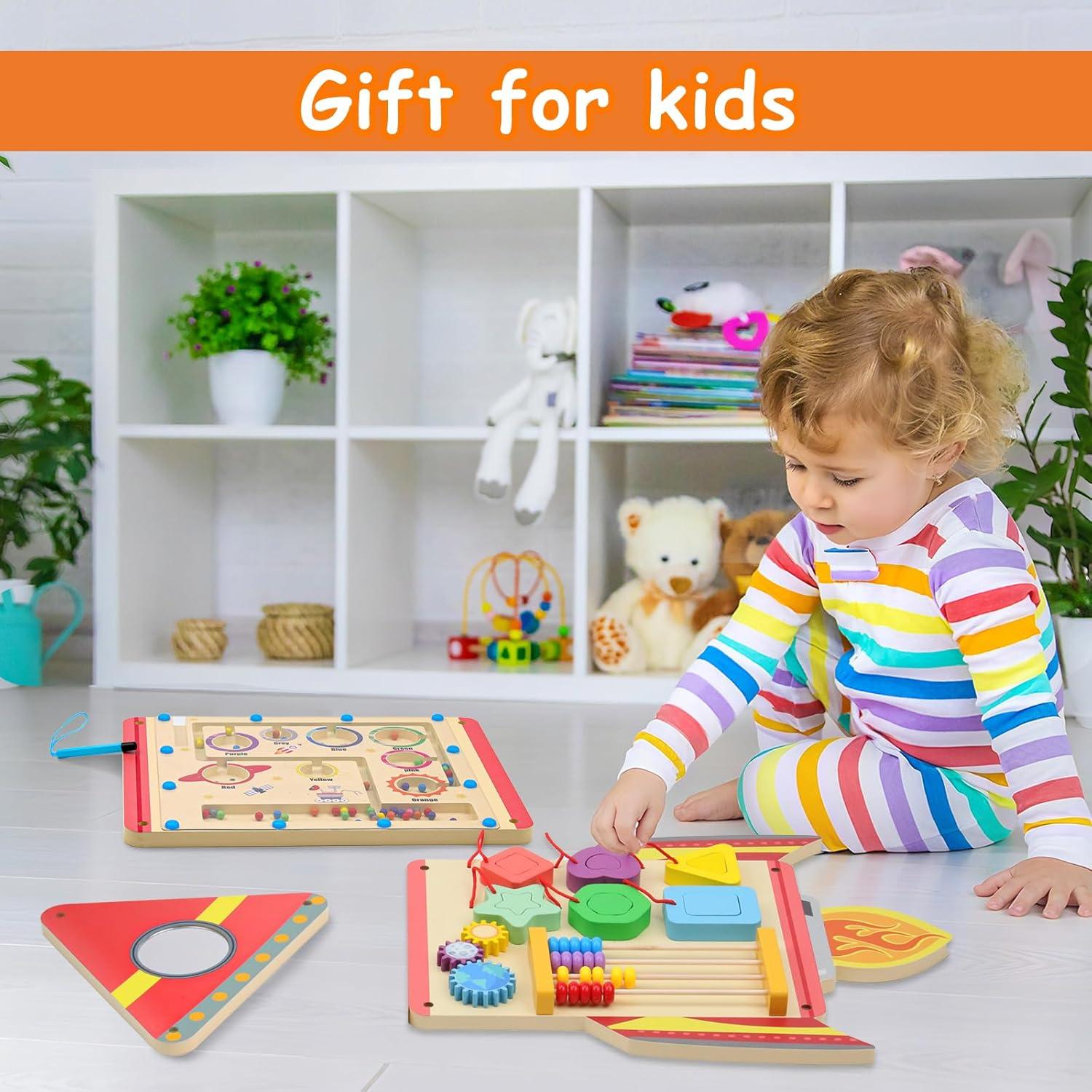 Panel Sensorial Montessori Hdsahdok 3 en 1 para Niños 1-3 Años