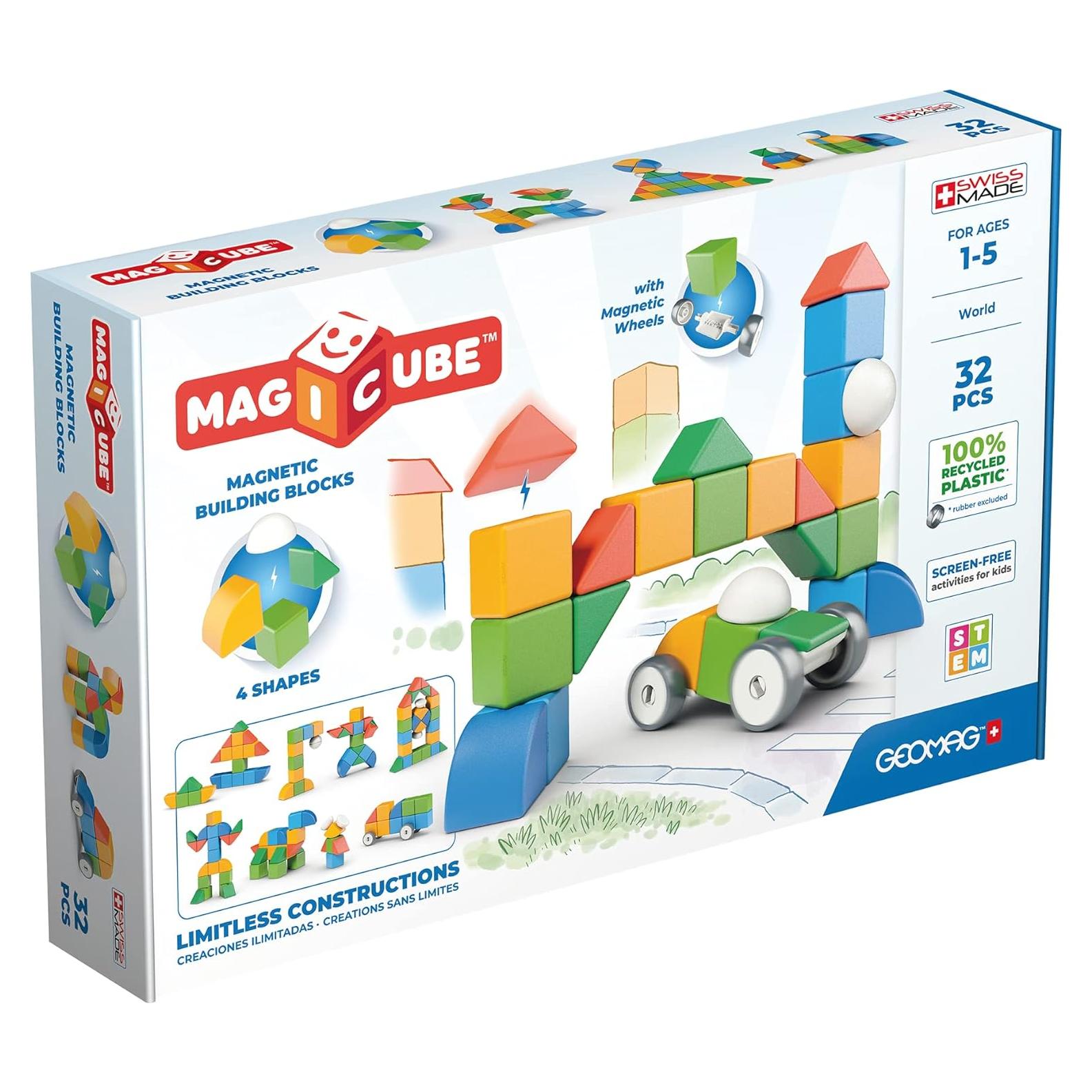 Geomag MagiCube 32 Piezas Bloques Magnéticos para Niños 1-5 Años
