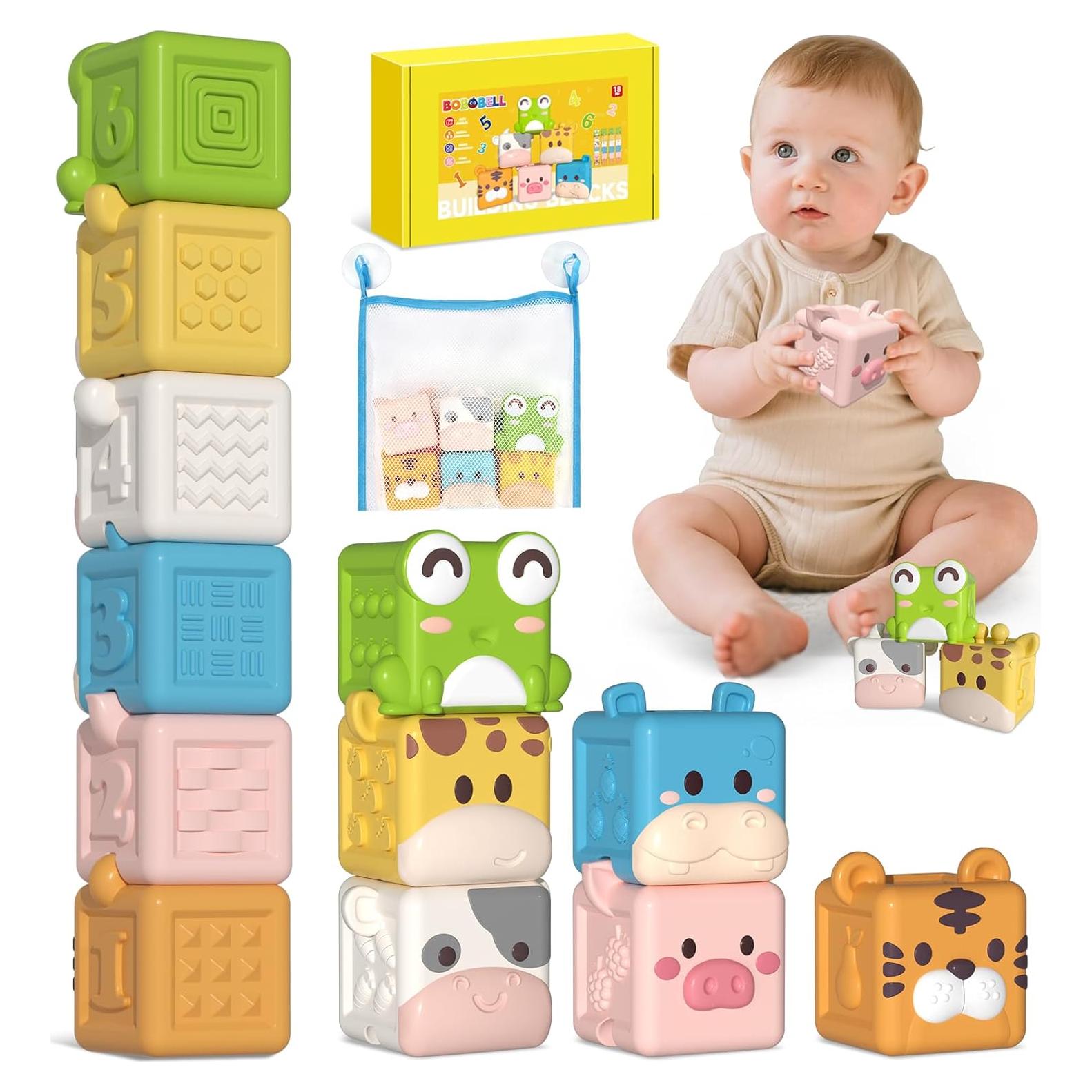 Juego de Bloques Apilables de Silicona para Bebés 18 Meses