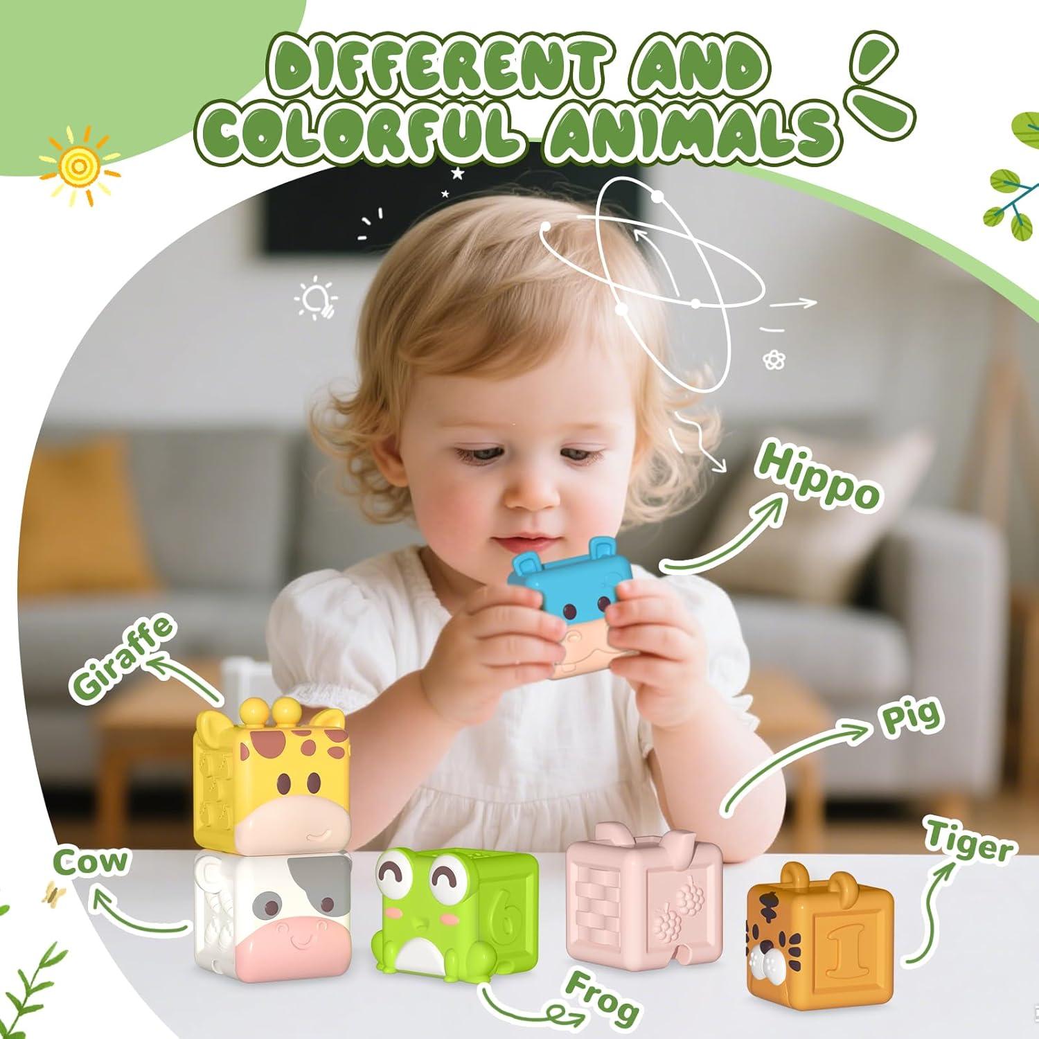 Juego de Bloques Apilables de Silicona para Bebés 18 Meses