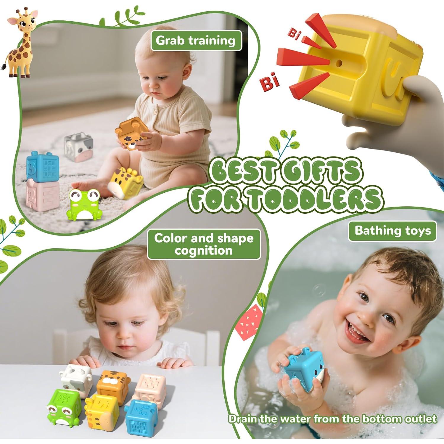 Juego de Bloques Apilables de Silicona para Bebés 18 Meses