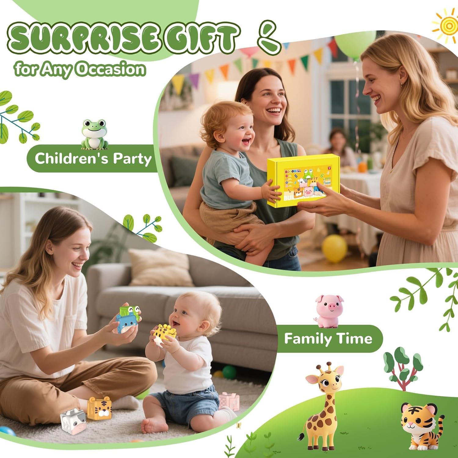 Juego de Bloques Apilables de Silicona para Bebés 18 Meses