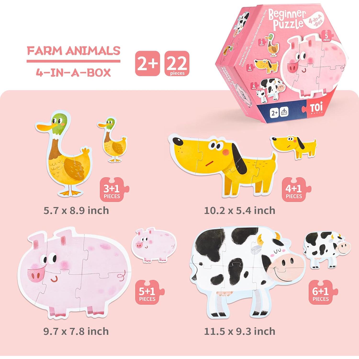 Rompecabezas Grandes TOI para Niños 2-4 Años Animales de Granja