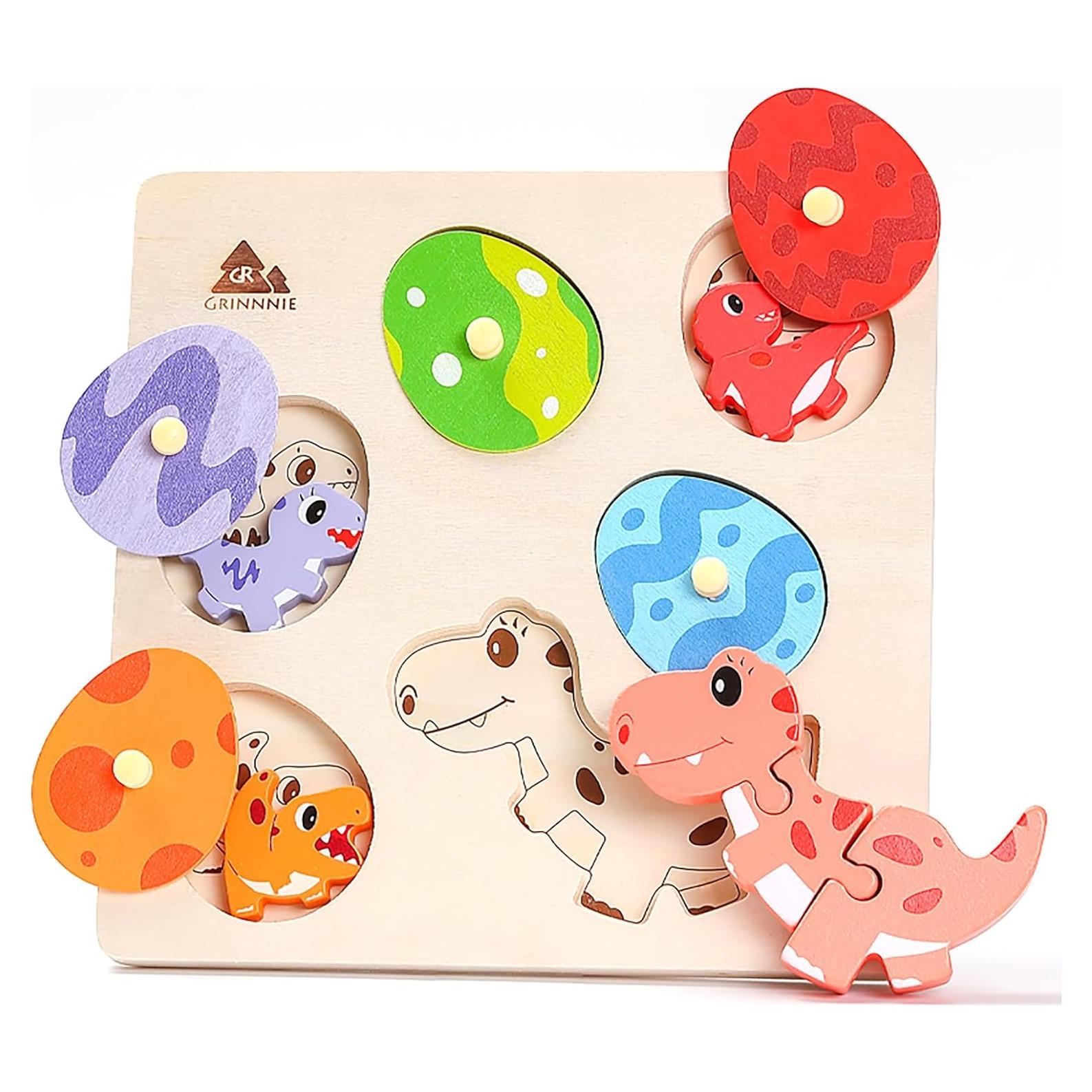 Rompecabezas de Madera Montessori GRINNNIE Dinosaurios 5 Huevos