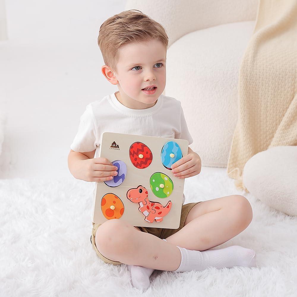 Rompecabezas de Madera Montessori GRINNNIE Dinosaurios 5 Huevos