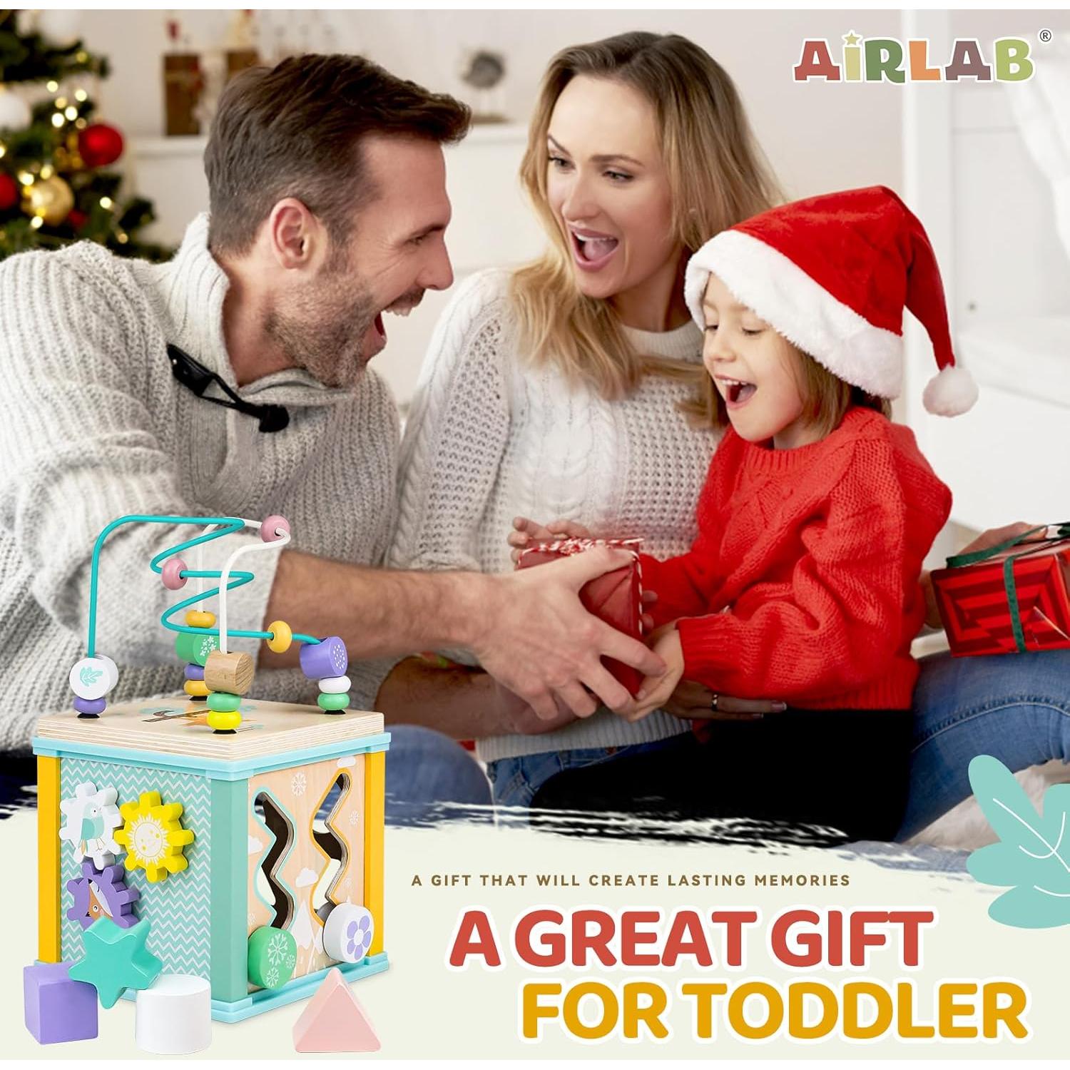 Cubo de Actividad de Madera Airlab para Bebés 1-3 Años