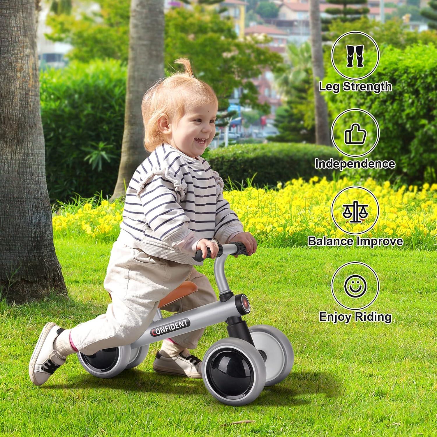 Bicicleta de Equilibrio Wdmiya para Bebés 1-3 Años Gris