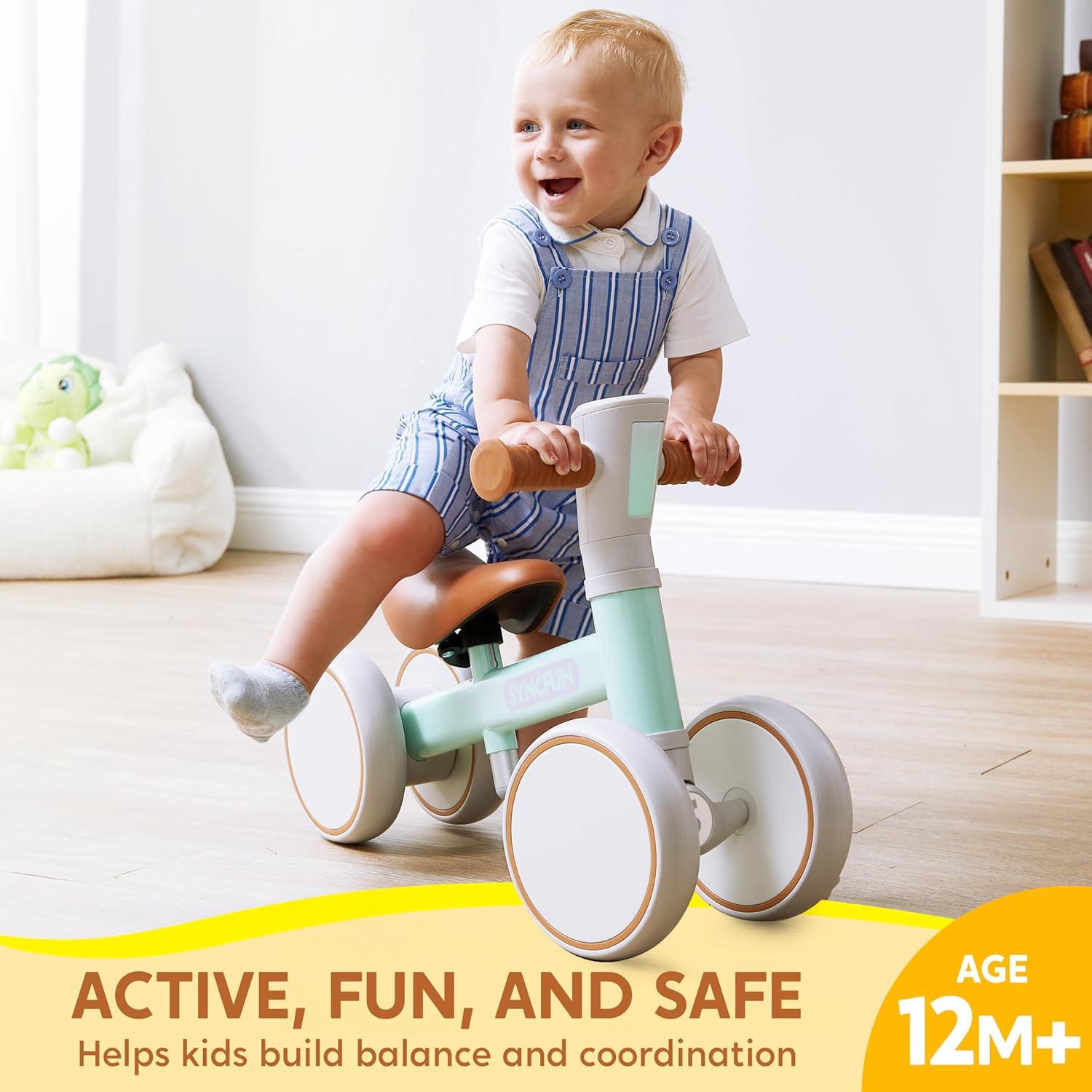 Bicicleta de Equilibrio SYNCFUN Verde para Bebés 1-2 Años
