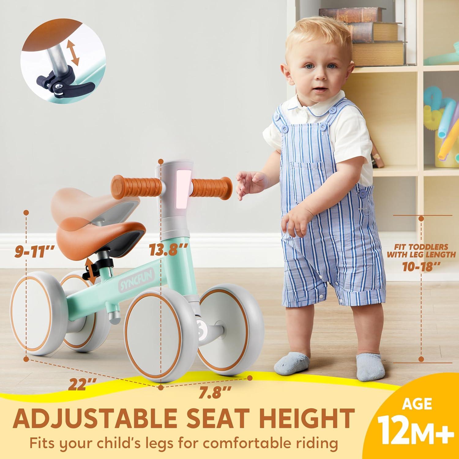 Bicicleta de Equilibrio SYNCFUN Verde para Bebés 1-2 Años