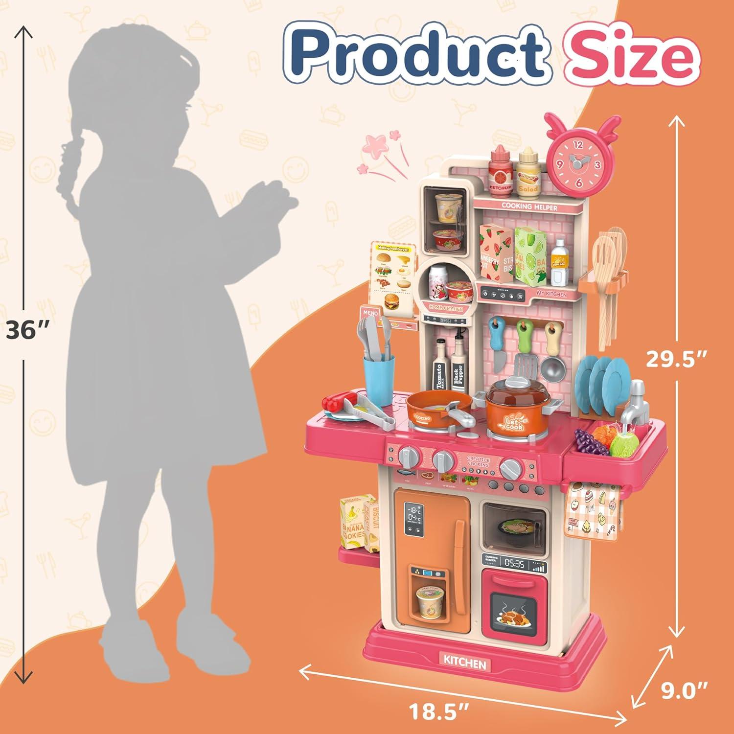 Cocina Infantil Cossy Rosa con Sonido y Luz, Juguete 50x43.9x33cm