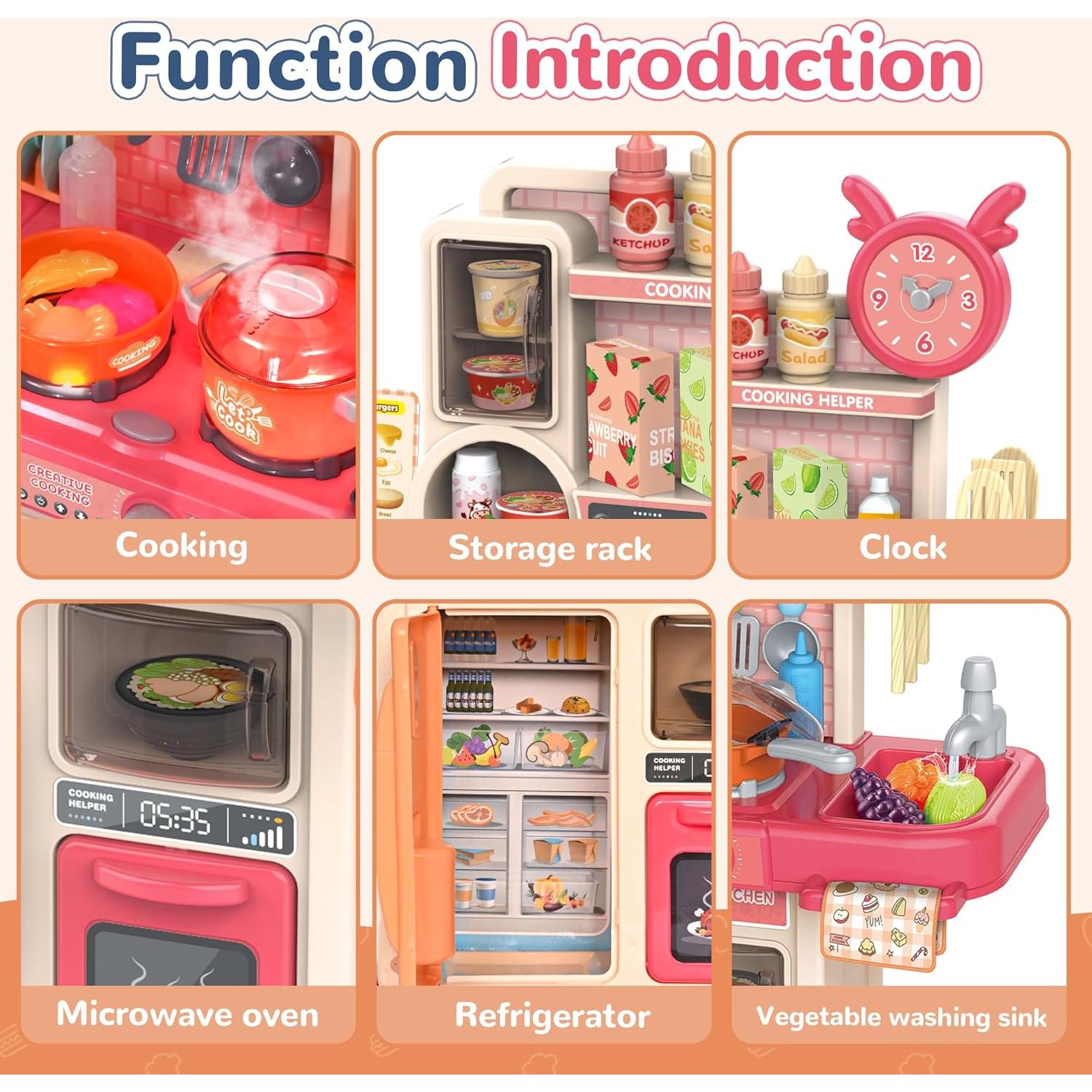 Cocina Infantil Cossy Rosa con Sonido y Luz, Juguete 50x43.9x33cm