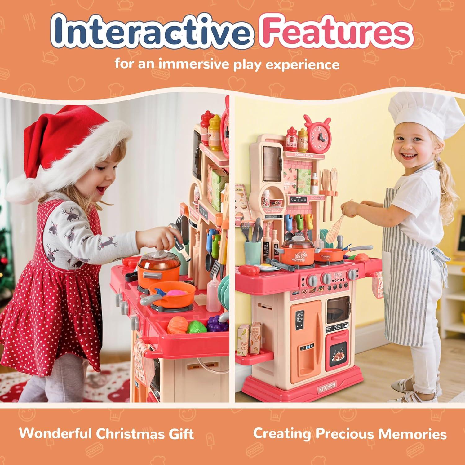 Cocina Infantil Cossy Rosa con Sonido y Luz, Juguete 50x43.9x33cm