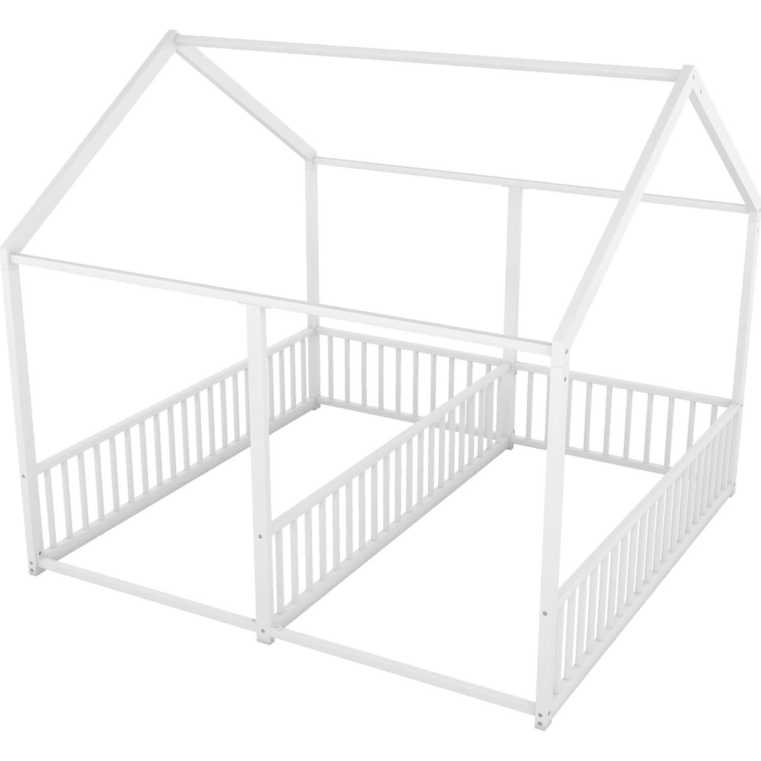 Cama Doble Twin Bellemave con Barandillas Blancas - Metal