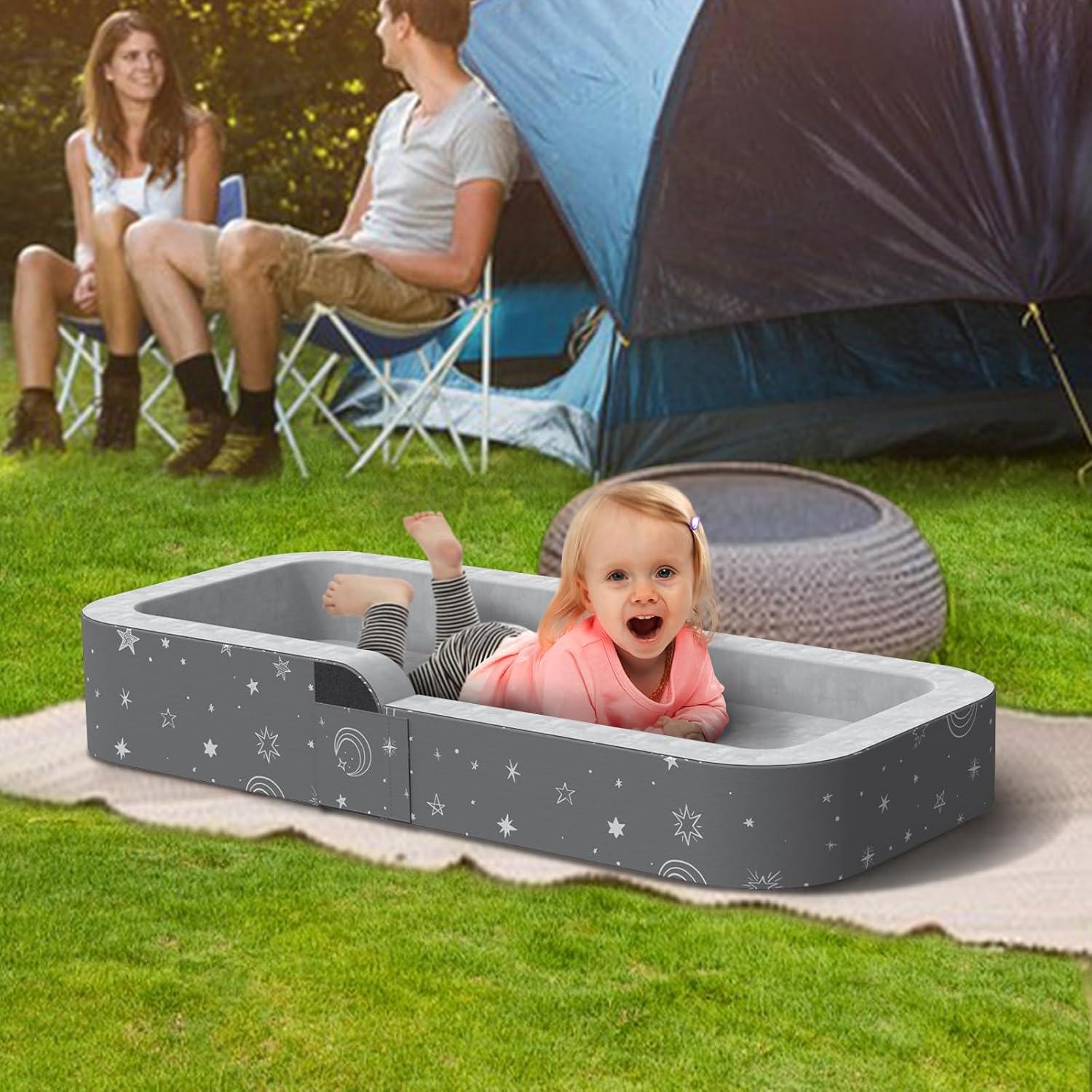 Cama de Viaje Plegable Derson para Niños 2 en 1 Gris Estrella