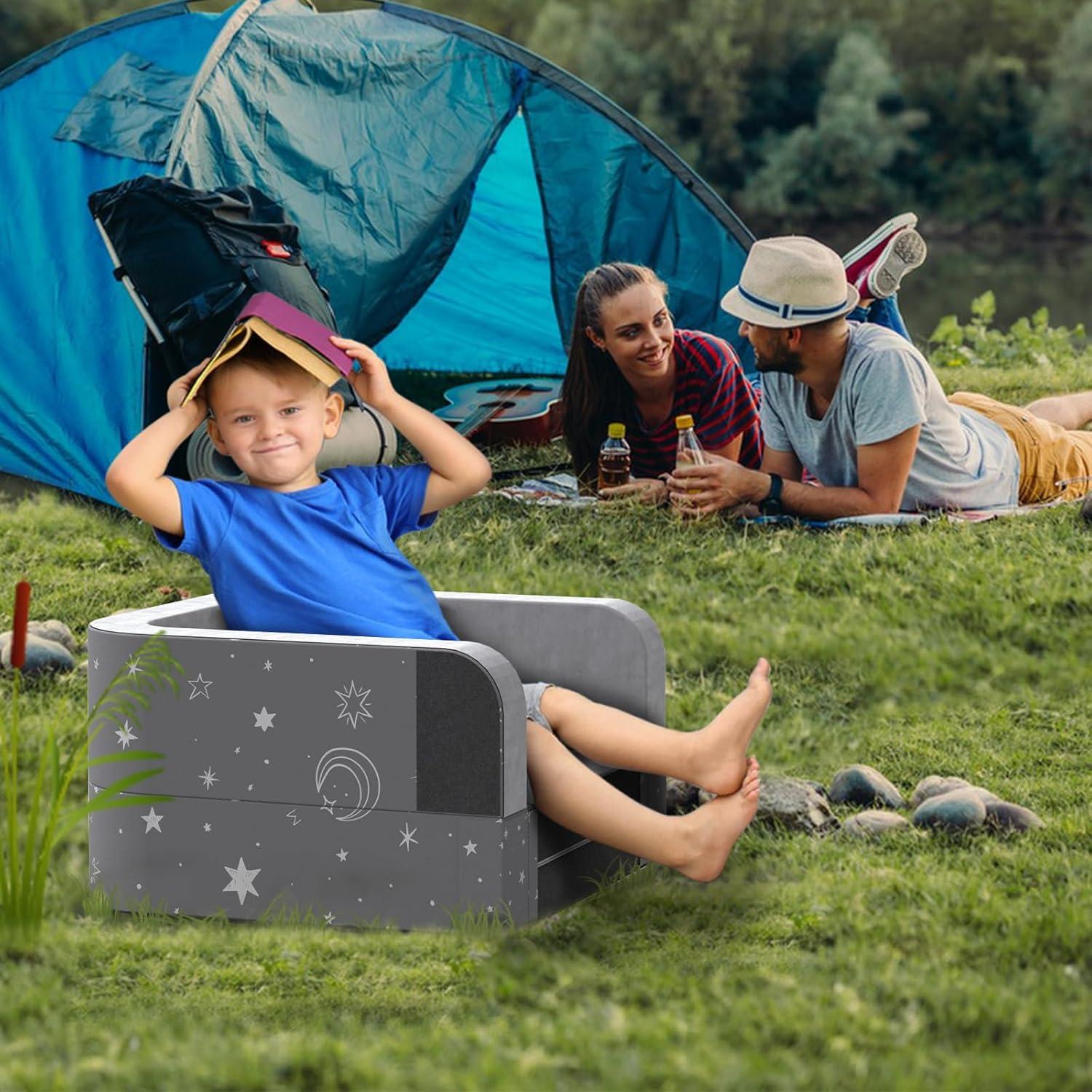 Cama de Viaje Plegable Derson para Niños 2 en 1 Gris Estrella