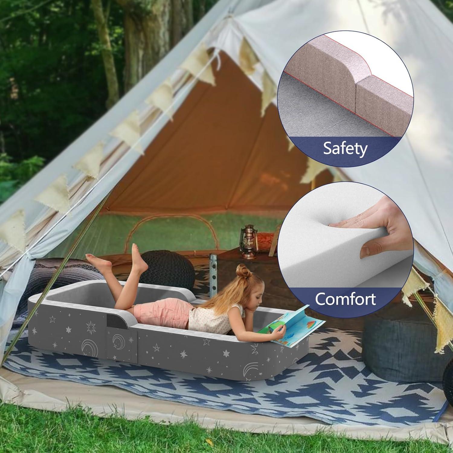 Cama de Viaje Plegable Derson para Niños 2 en 1 Gris Estrella