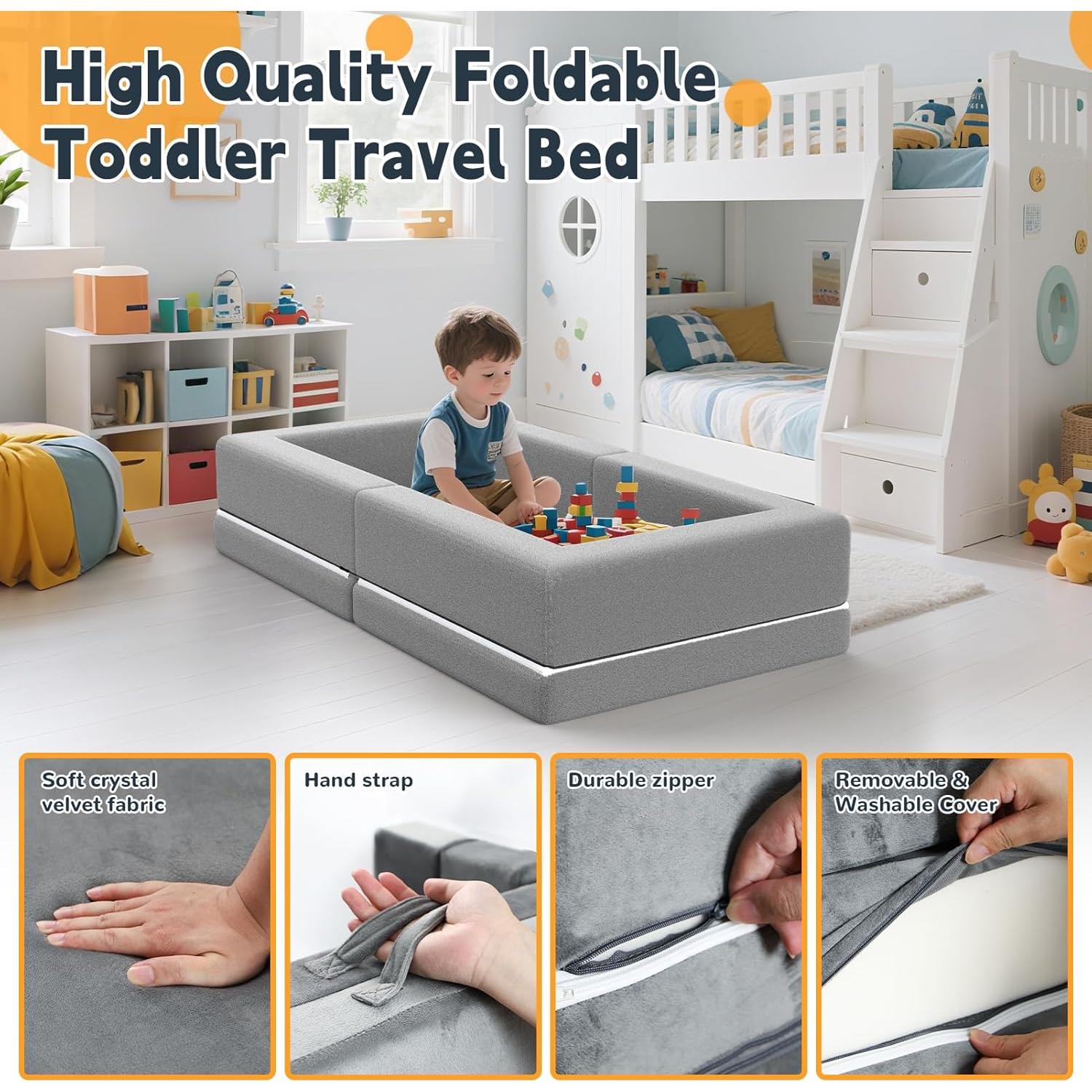 Cama de viaje portátil para niños Abdtech 3 en 1 - 114 cm